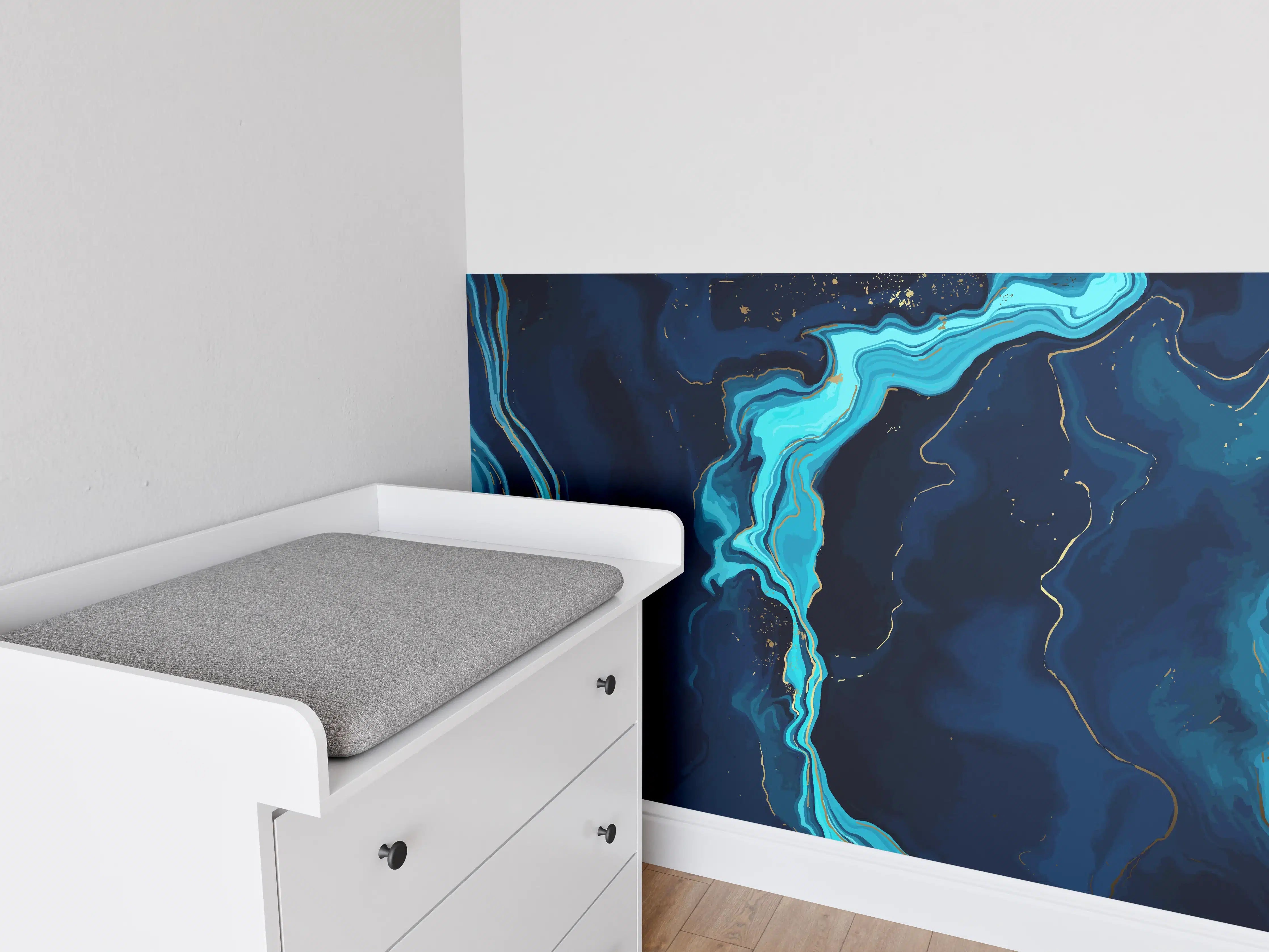 Babyzimmer Wandgestaltung - Abstrakte blaue Tiefsee-Strömung