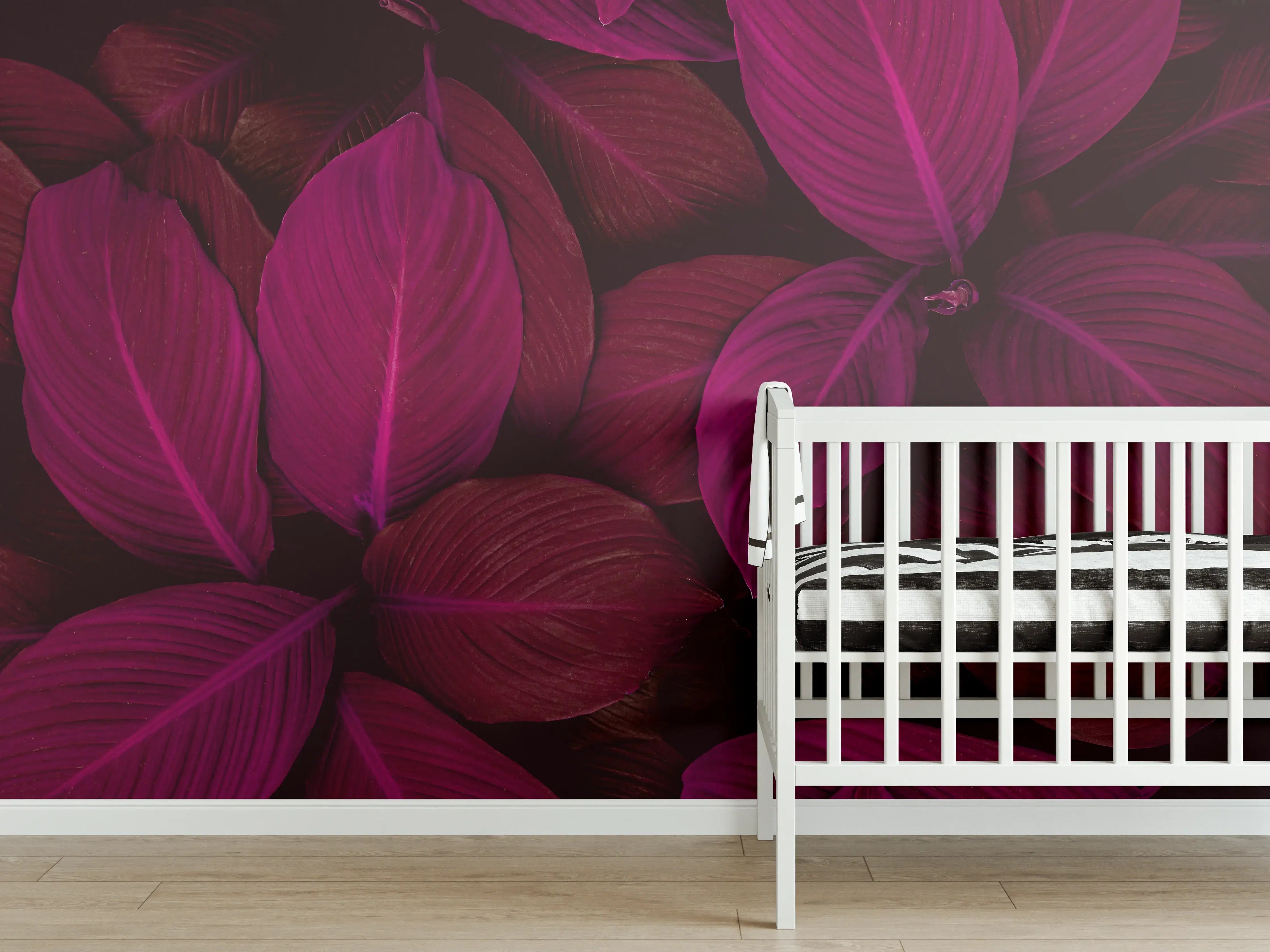 Babyzimmer Wandgestaltung - Abstrakte tropische Blattstruktur