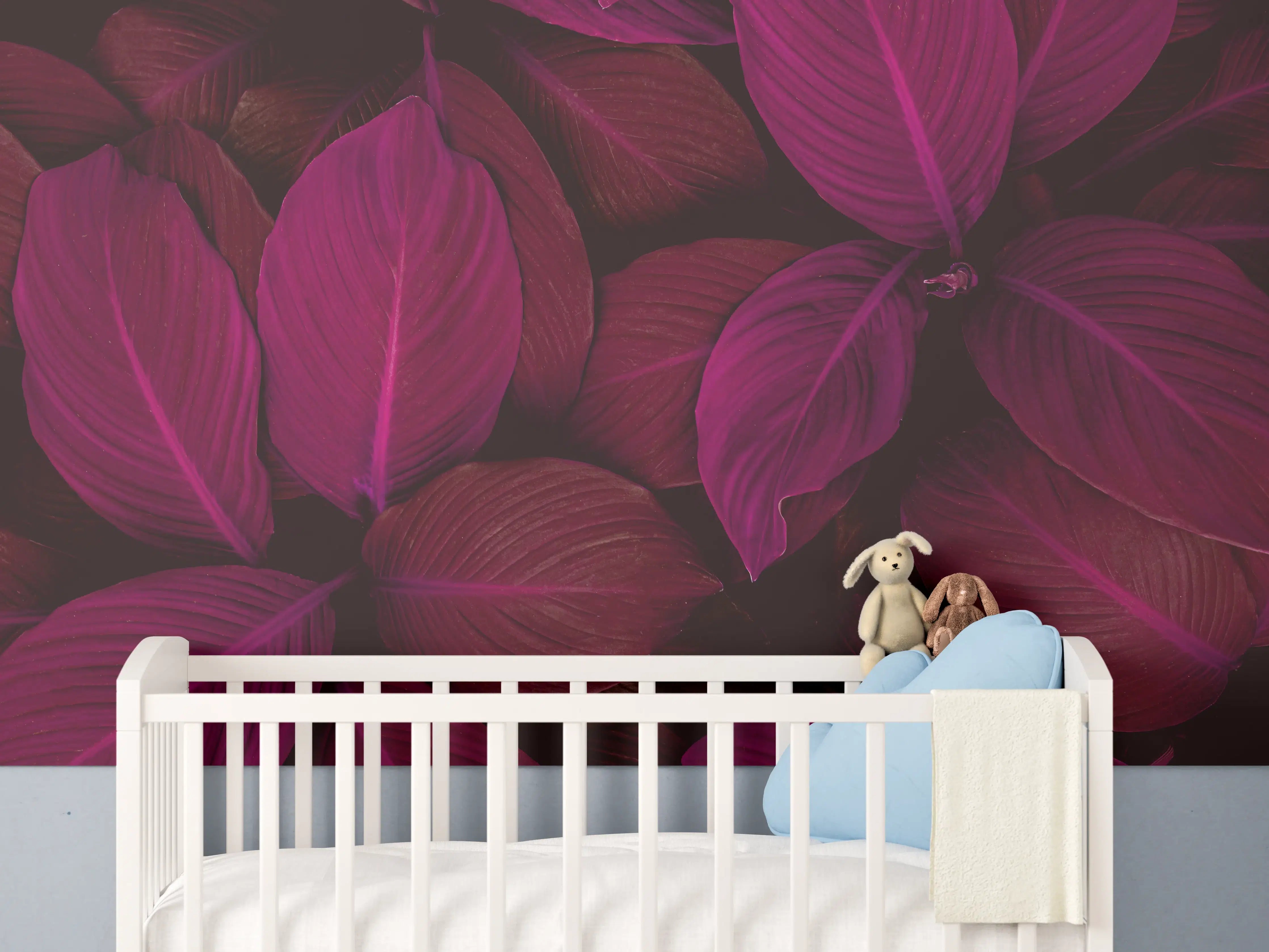 Babyzimmer Wandgestaltung - Abstrakte tropische Blattstruktur