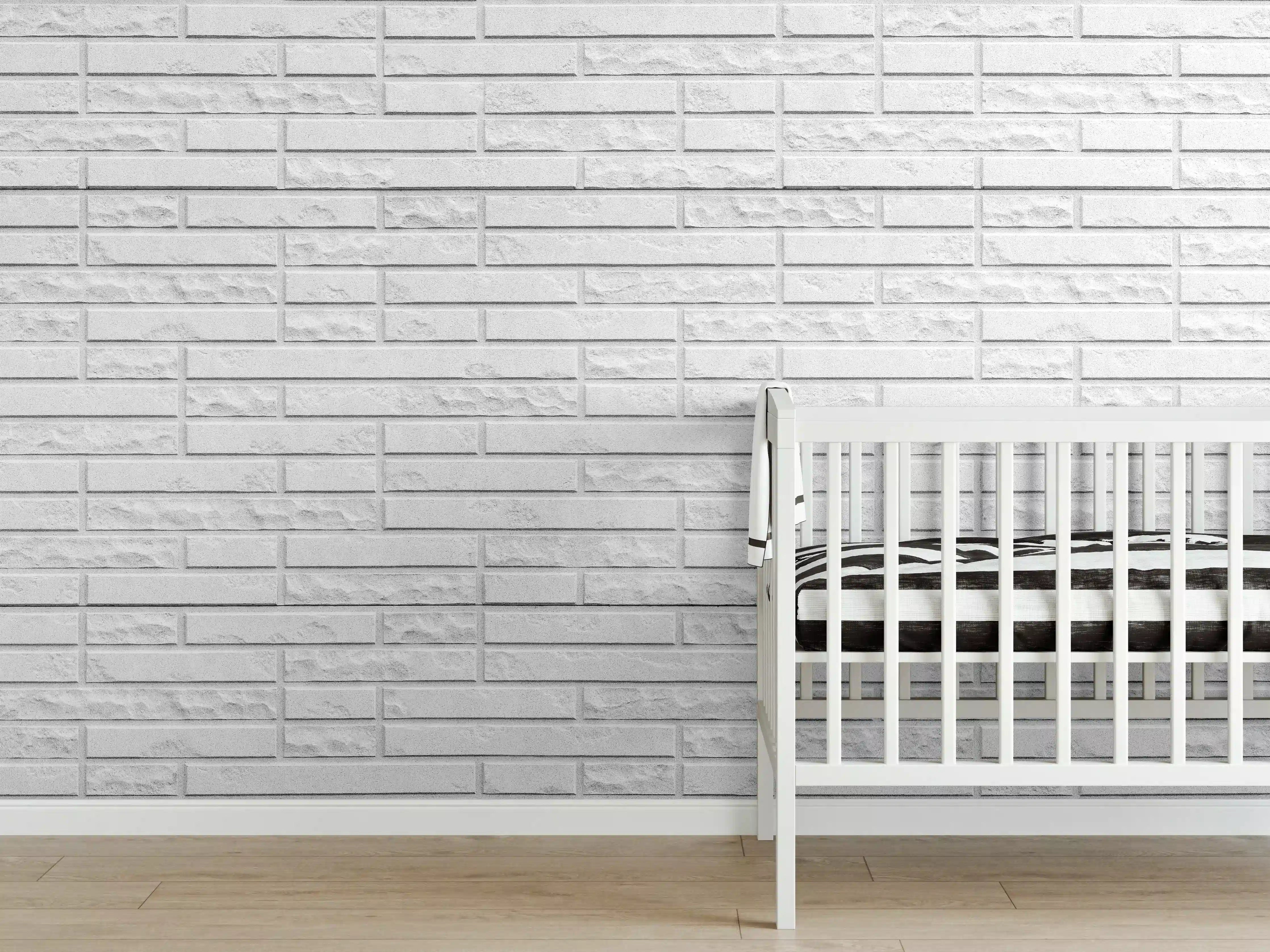 Babyzimmer Wandgestaltung - Abstrakte weiße Backsteinmauer