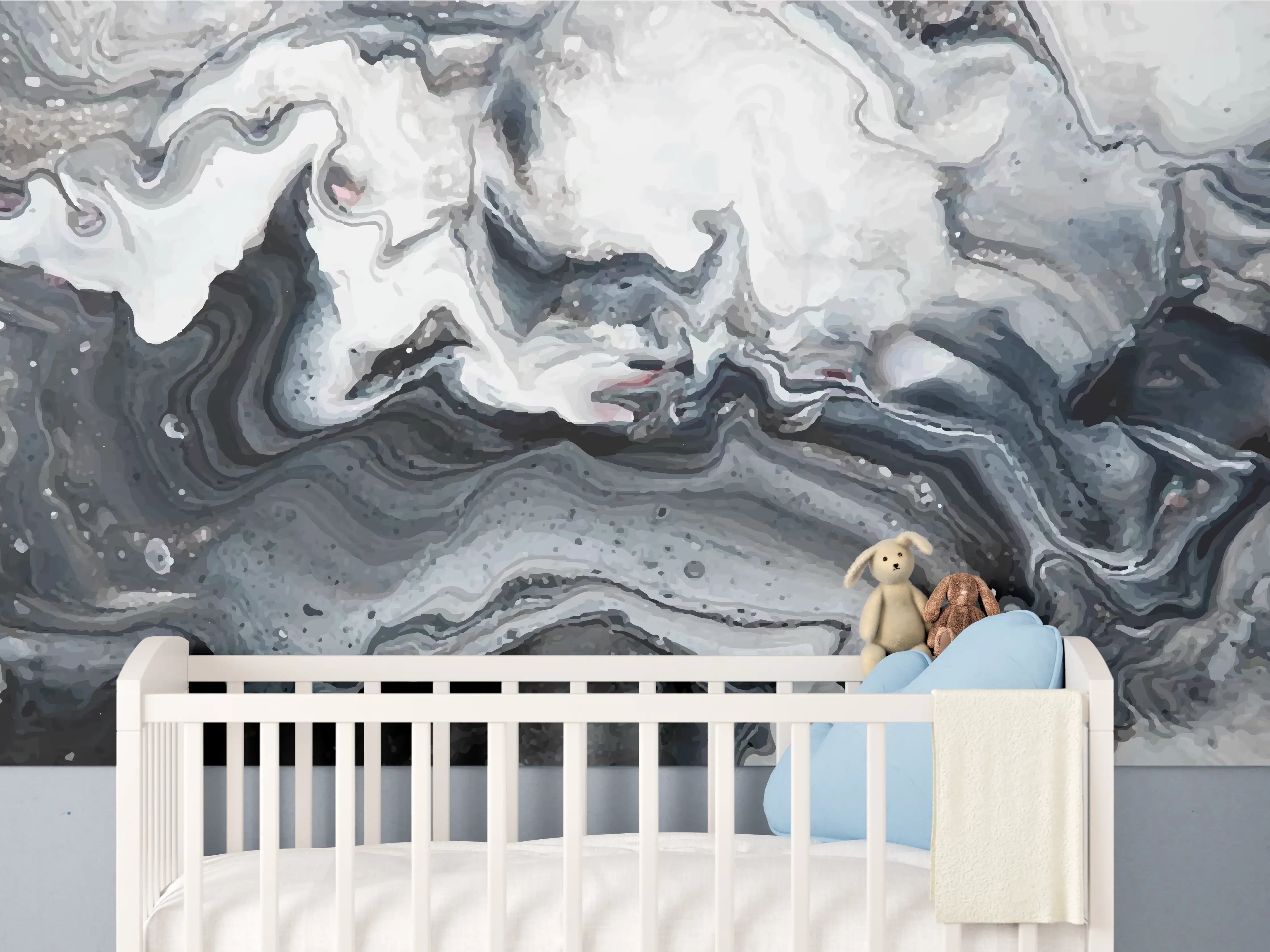 Babyzimmer Wandgestaltung - Abstrakter Marmor
