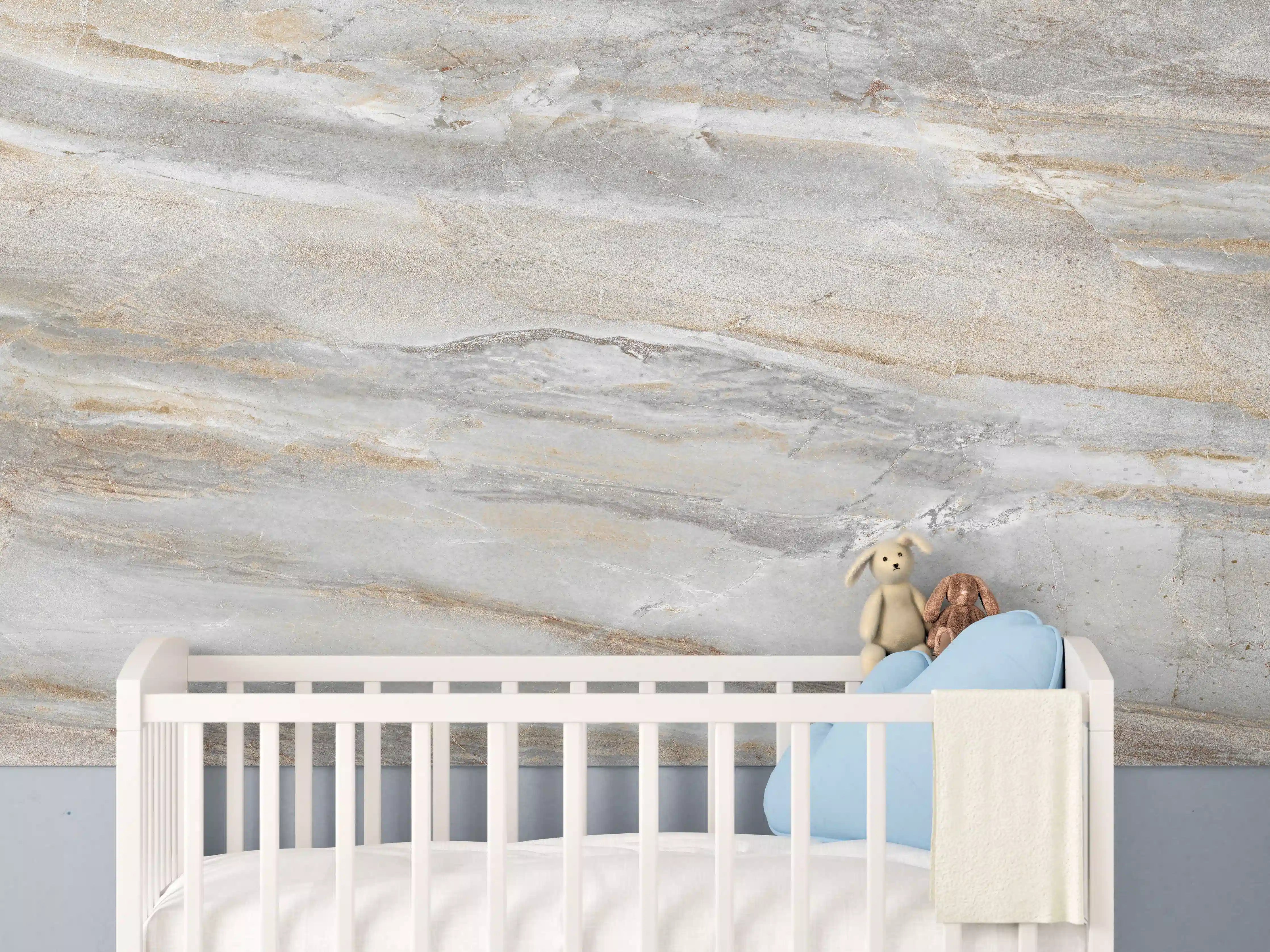 Babyzimmer Wandgestaltung - Abstrakter Marmor auf hellem Hintergrund