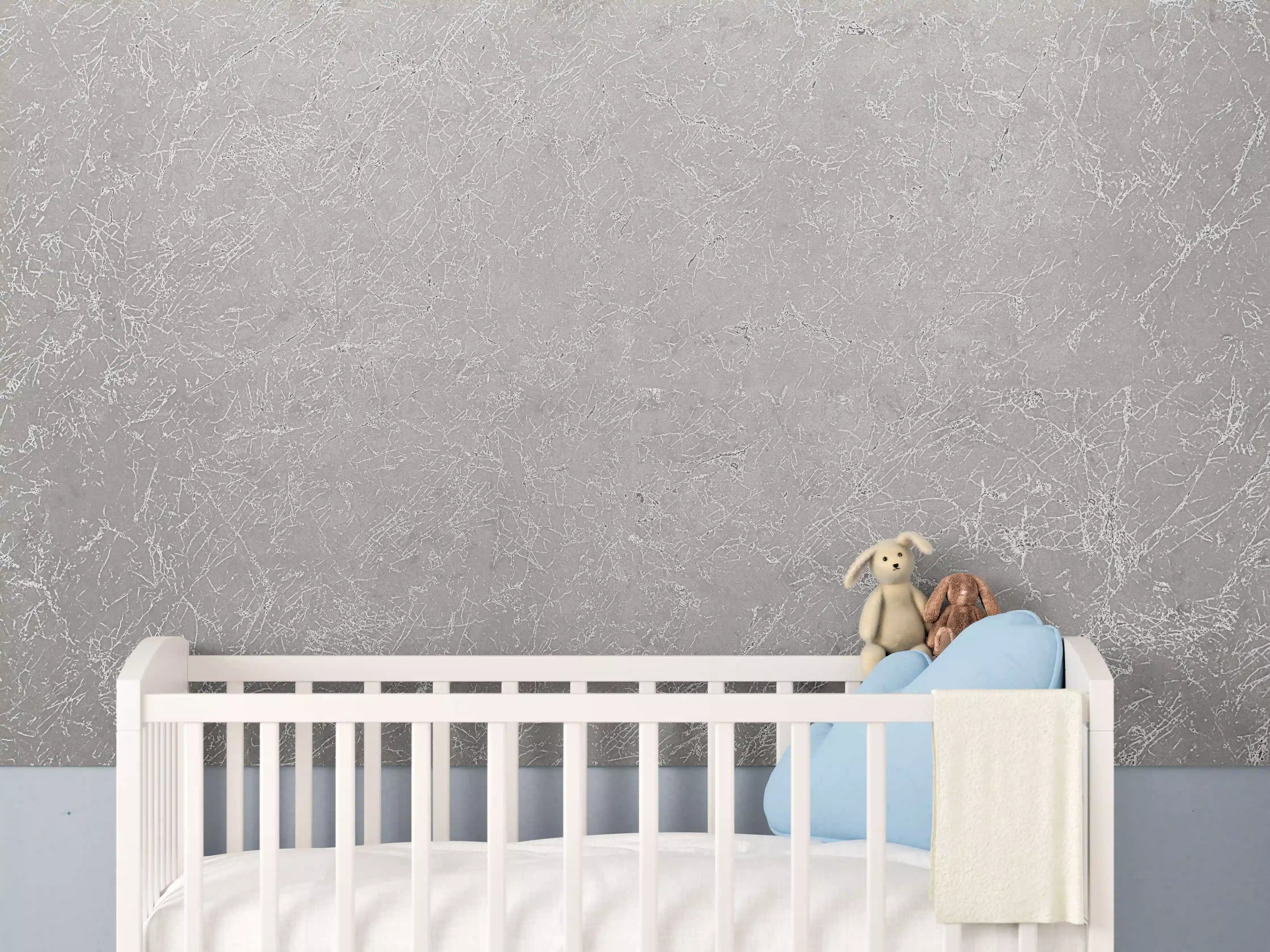 Babyzimmer Wandgestaltung - Abstrakter Silbermarmor