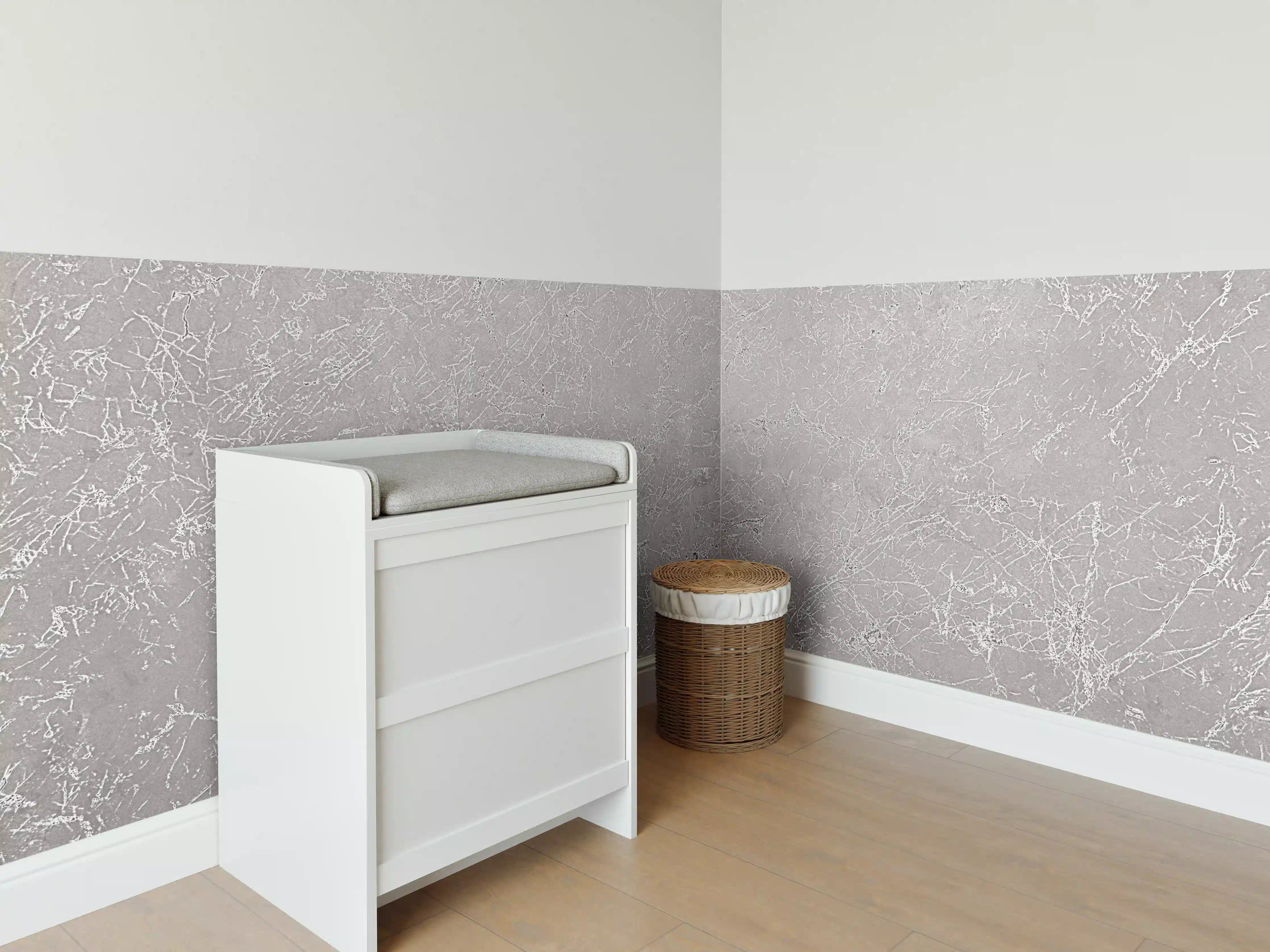 Babyzimmer Wandgestaltung - Abstrakter Silbermarmor