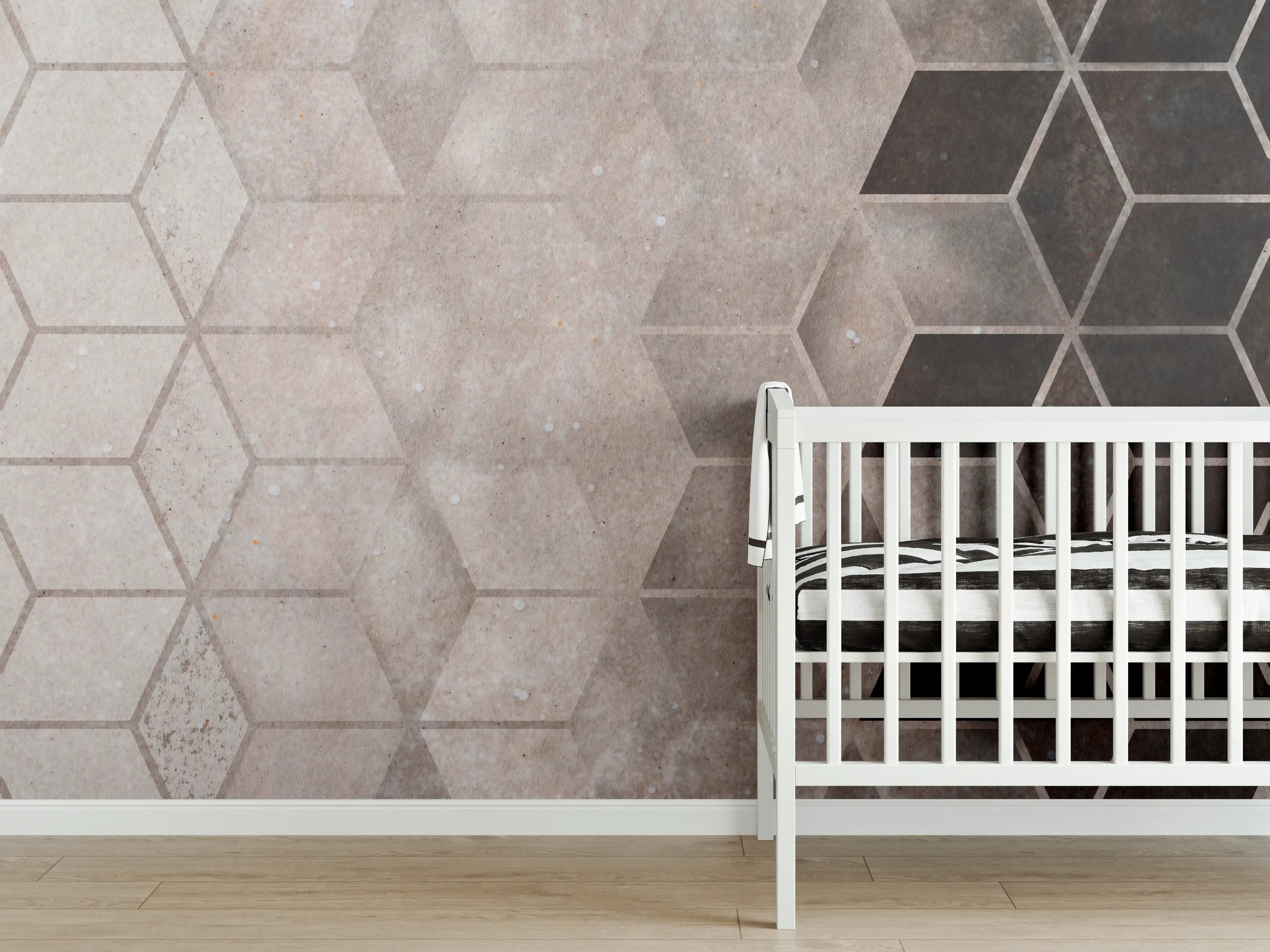 Babyzimmer Wandgestaltung - Abstrakter bräunliches kubisches Muster