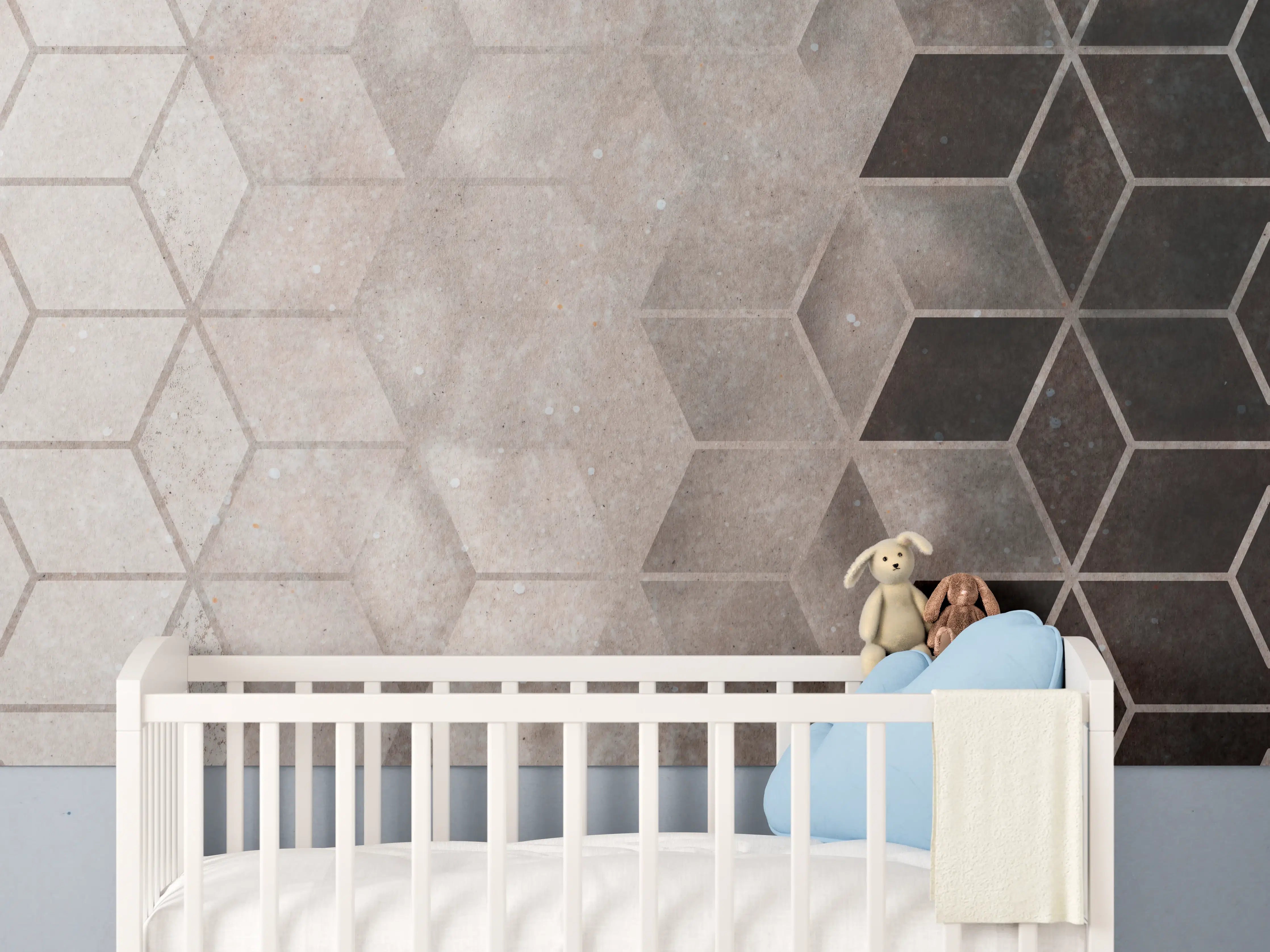 Babyzimmer Wandgestaltung - Abstrakter bräunliches kubisches Muster