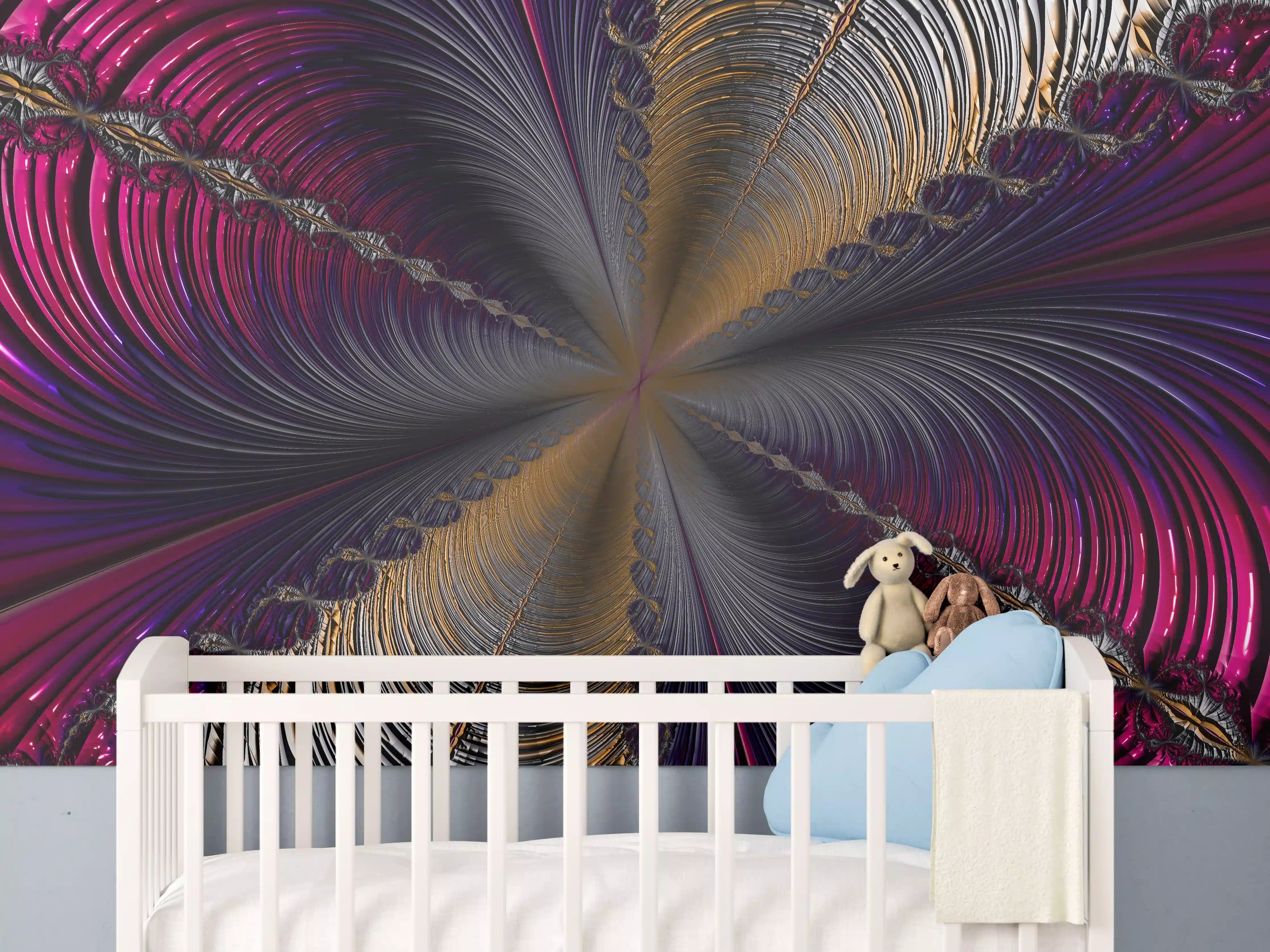 Babyzimmer Wandgestaltung - Abstrakter lila Tunnelblick