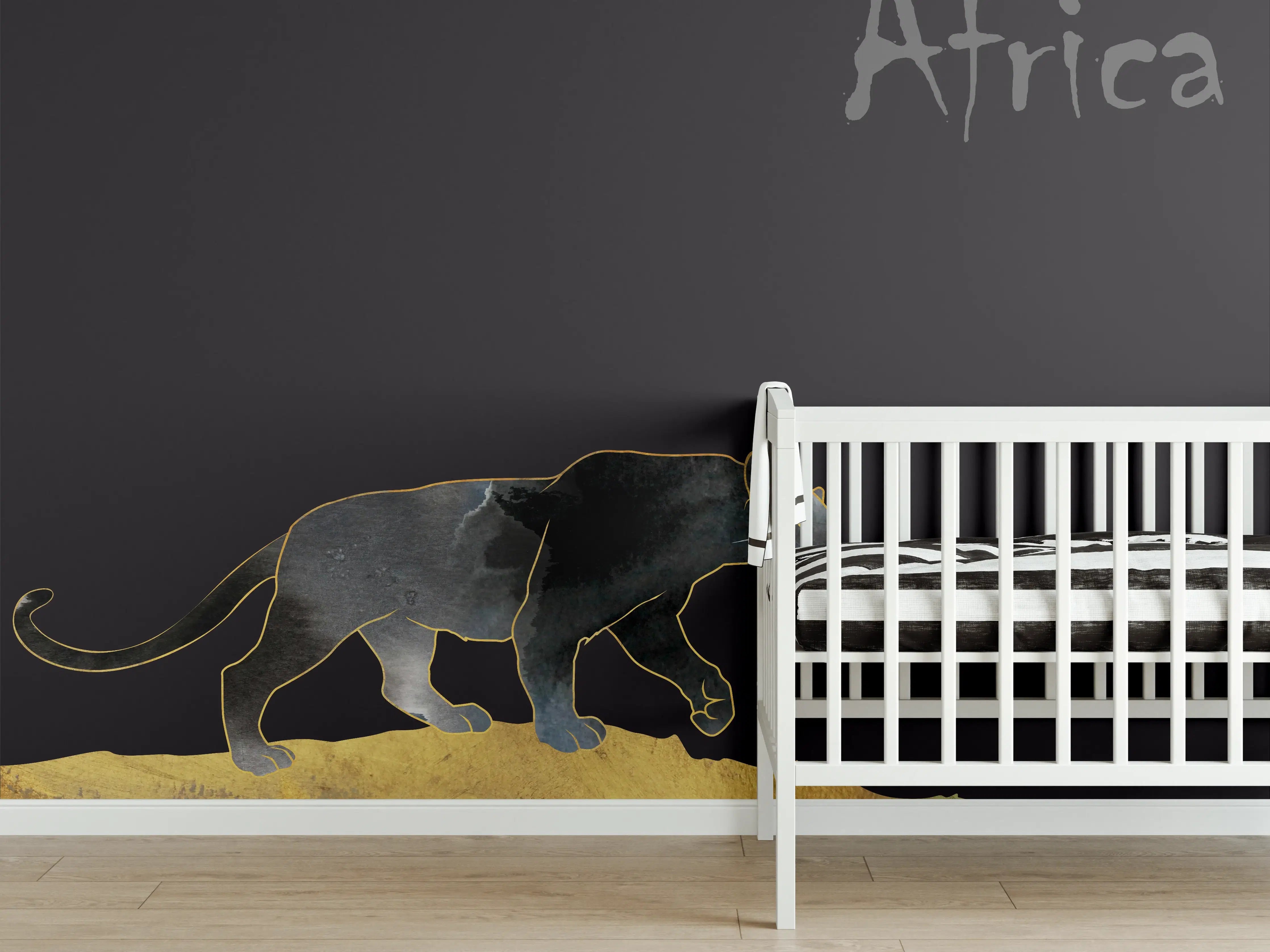 Babyzimmer Wandgestaltung - Abstrakter schwarzer Panther