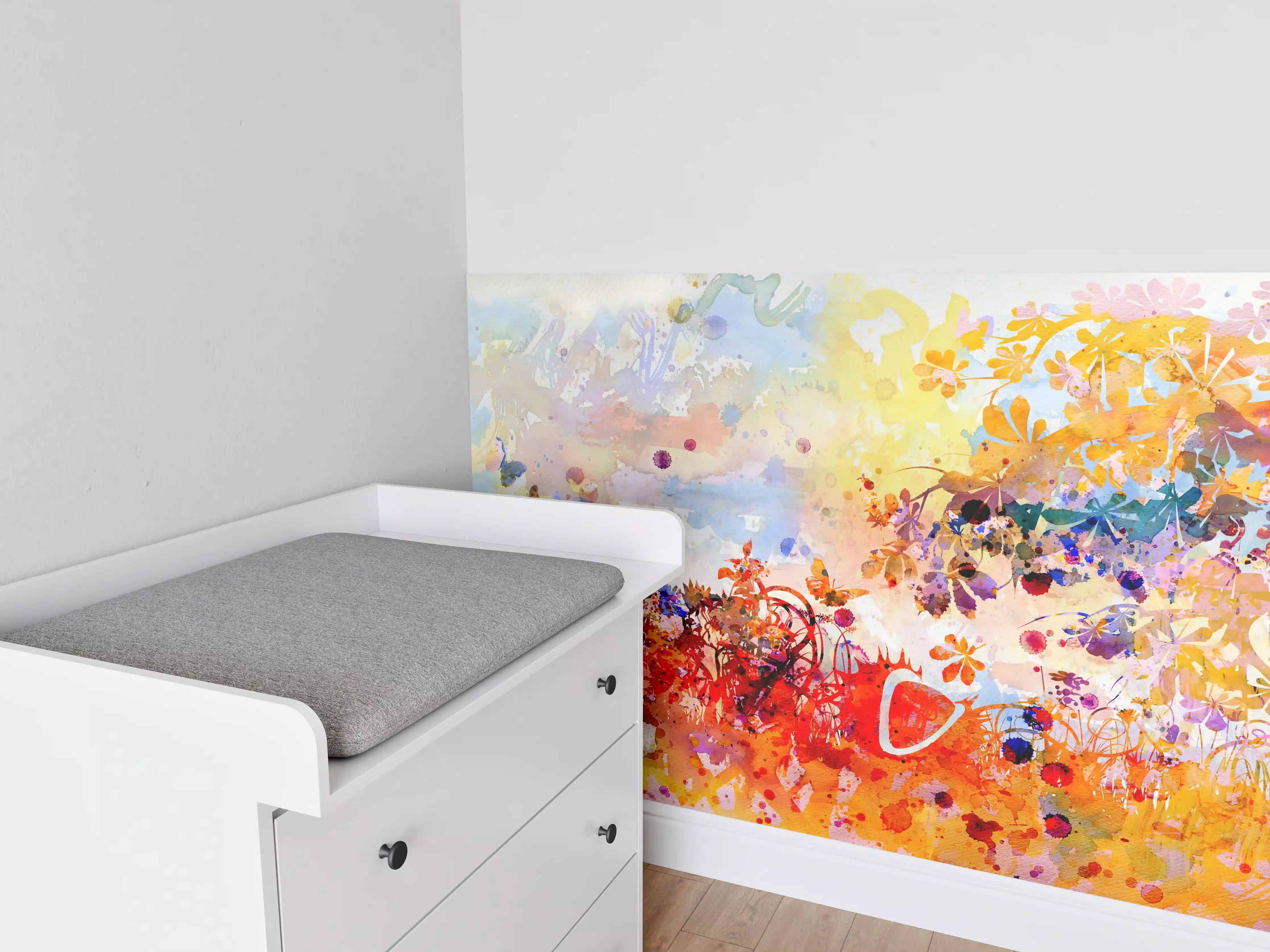 Babyzimmer Wandgestaltung - Abstraktes Aquarell eines Herbstwaldes