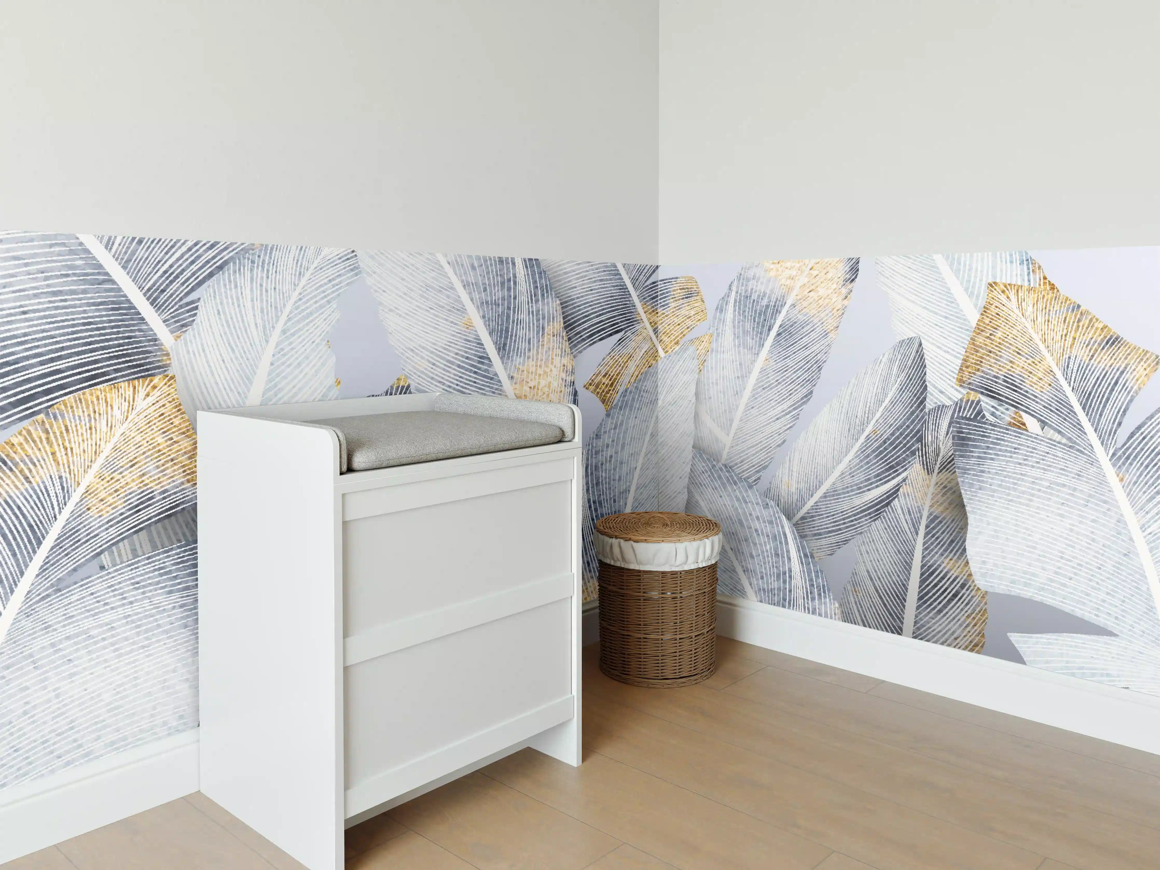 Babyzimmer Wandgestaltung - Abstraktes Blattgold-Design