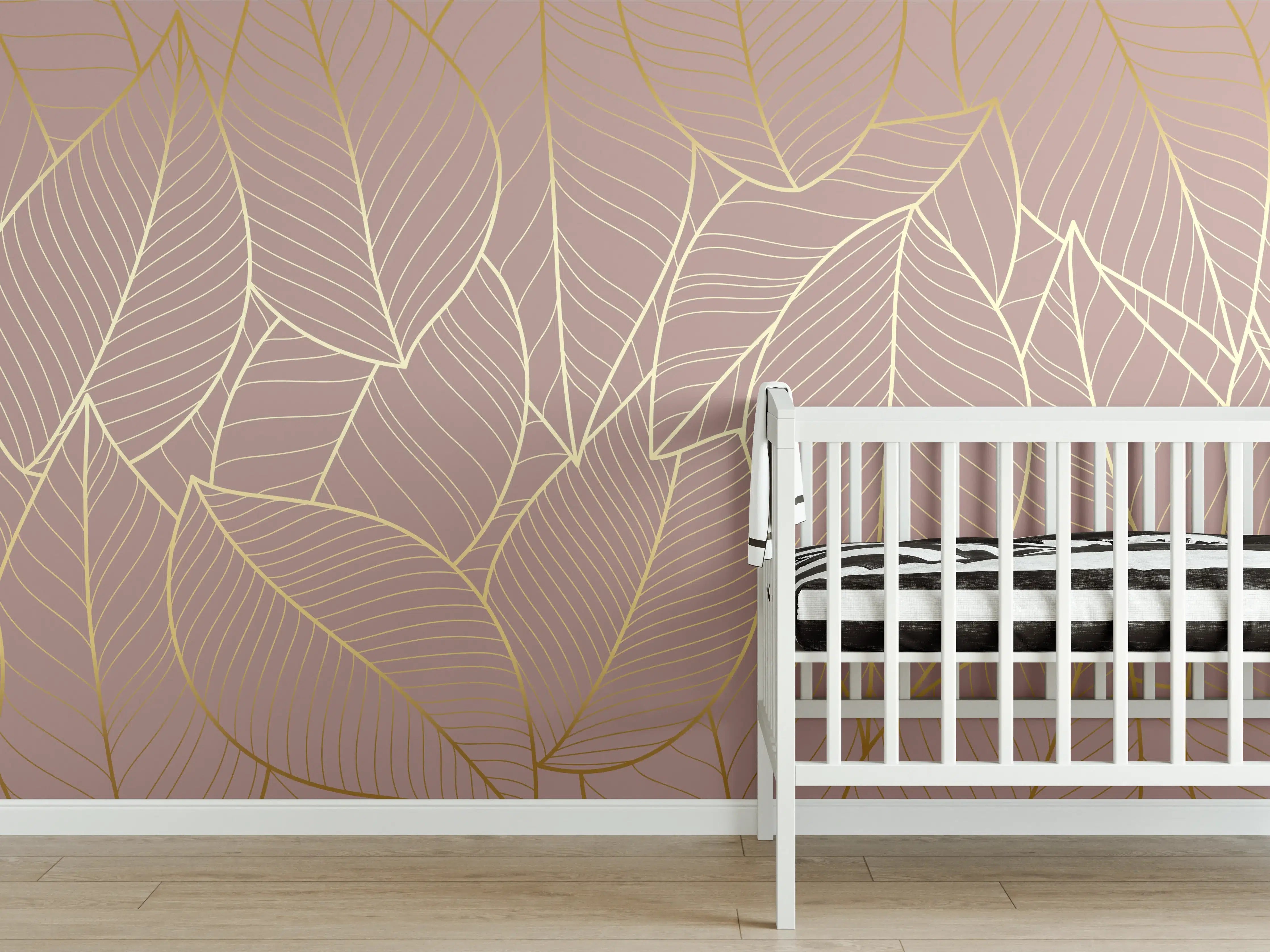 Babyzimmer Wandgestaltung - Abstraktes Blattgold-Muster