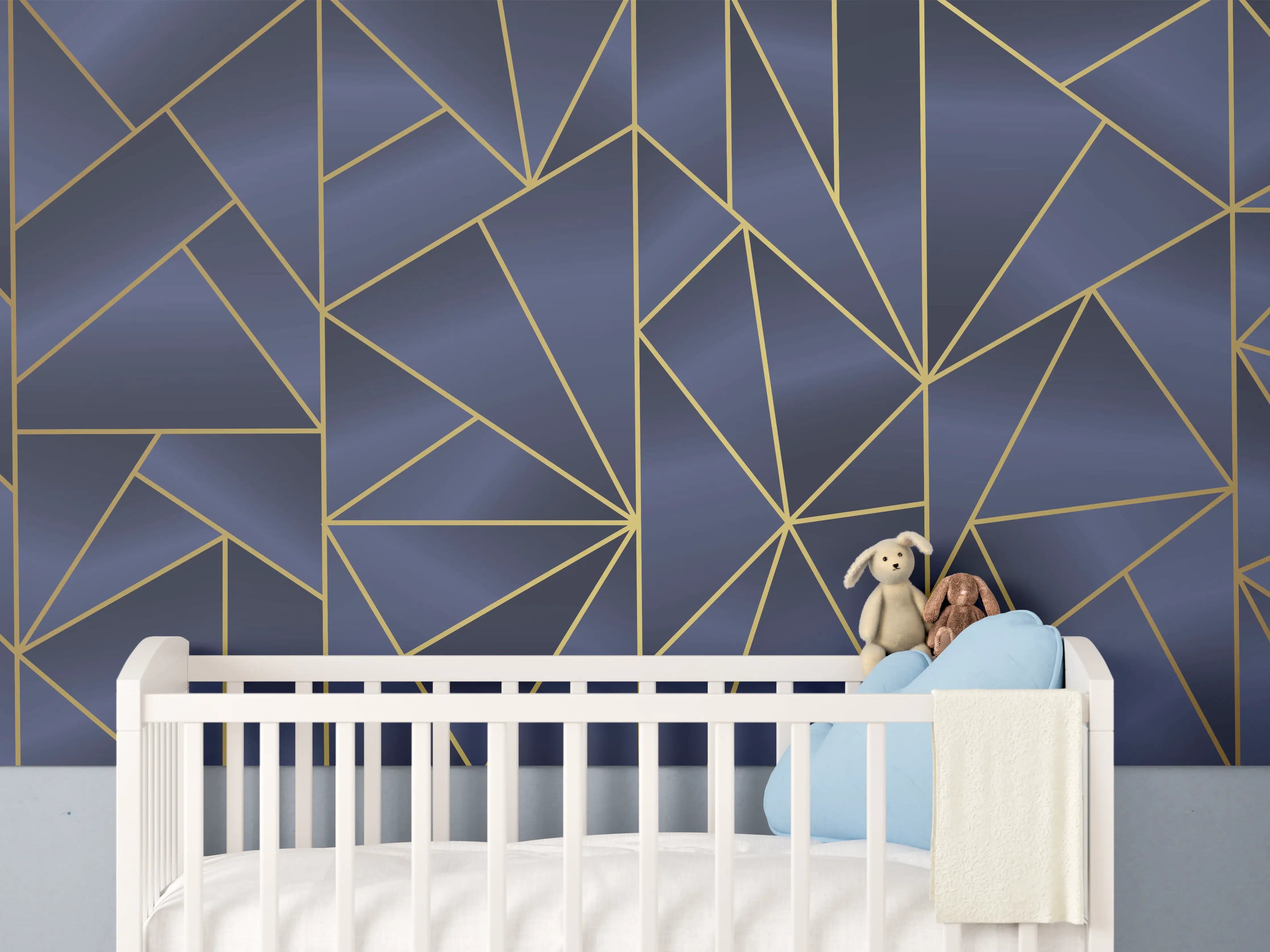 Babyzimmer Wandgestaltung - Abstraktes Blau-Gold Muster