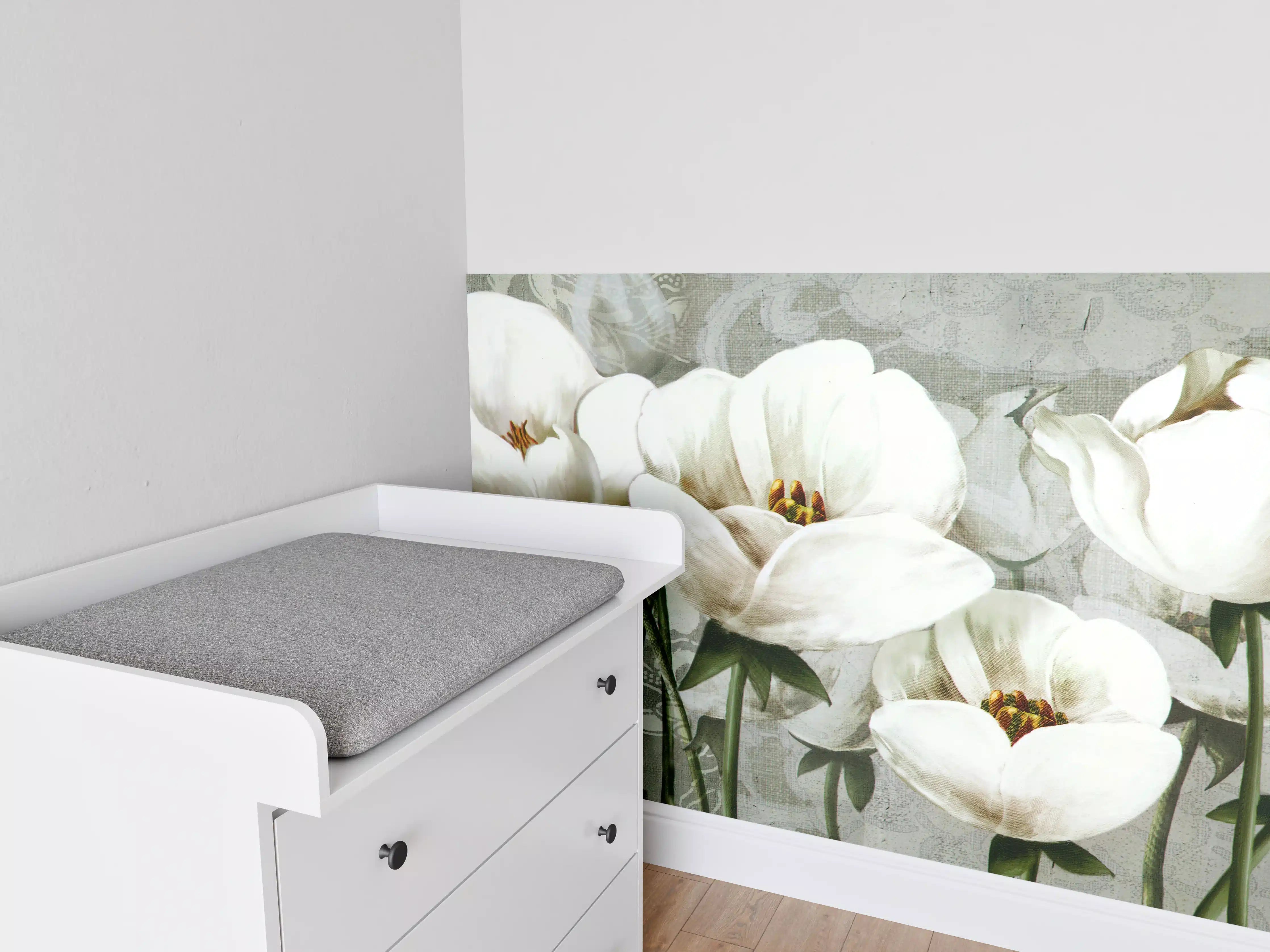 Babyzimmer Wandgestaltung - Abstraktes Blumen Tapetendesign