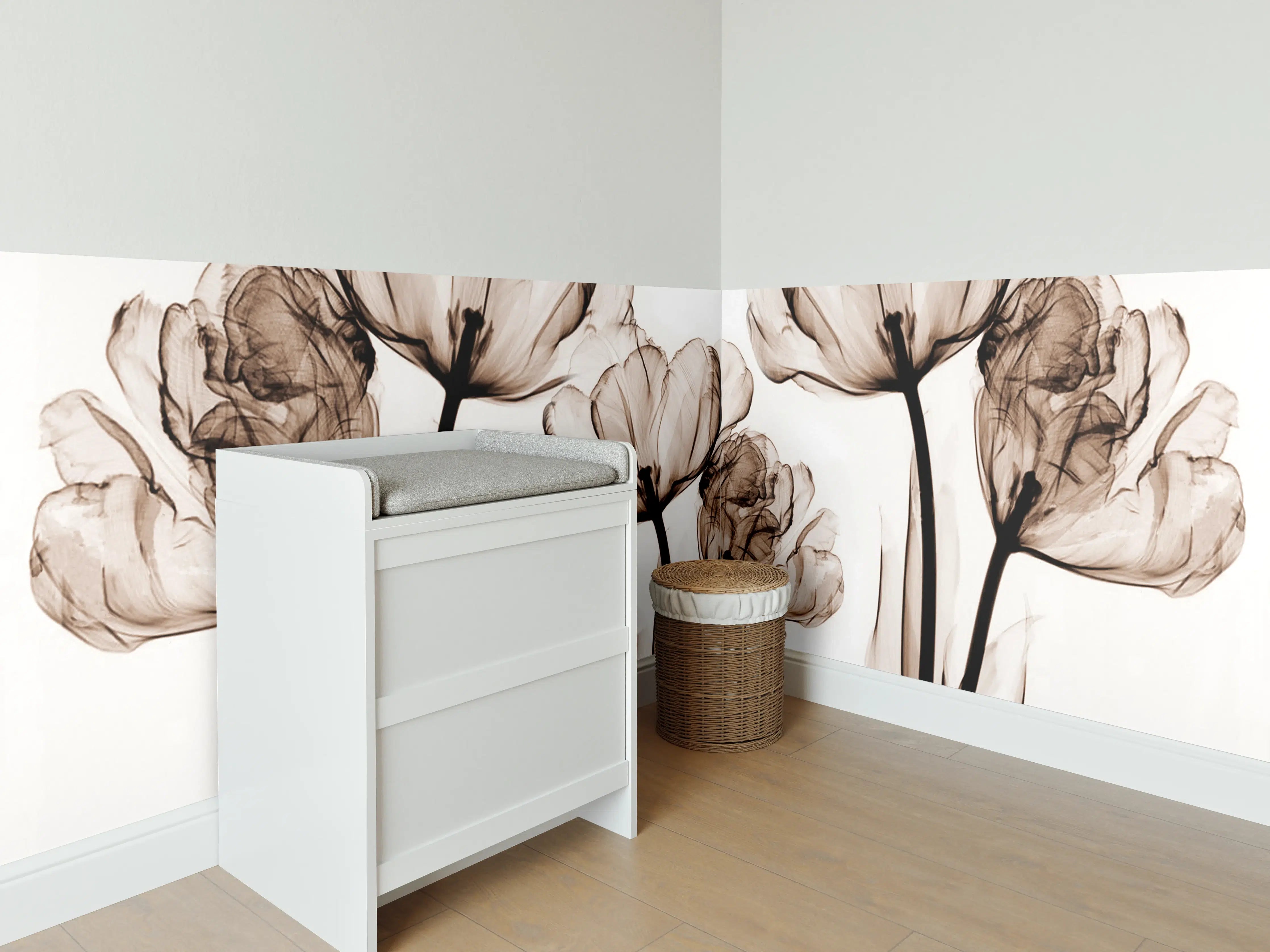 Babyzimmer Wandgestaltung - Abstraktes Blumendesign