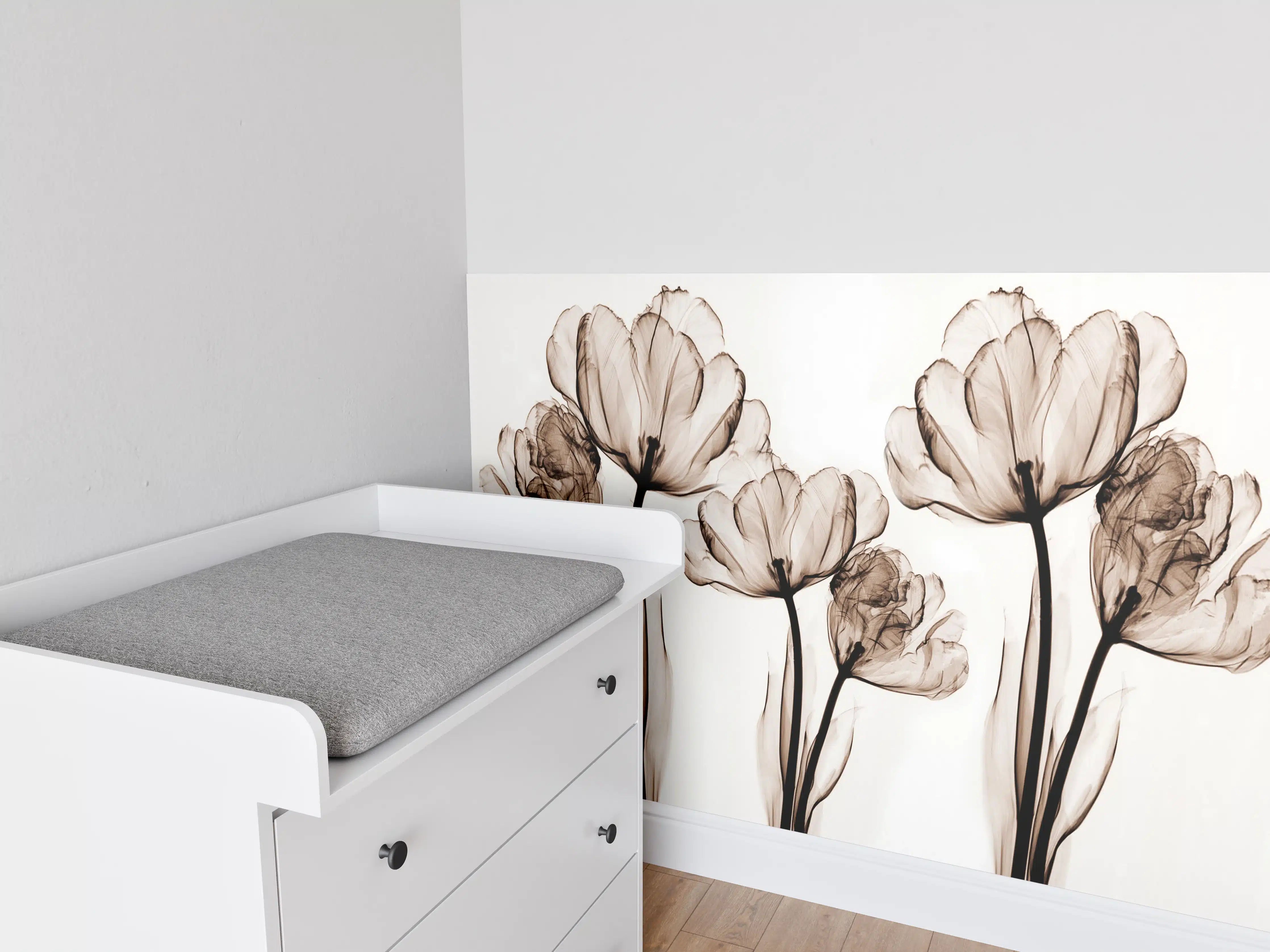 Babyzimmer Wandgestaltung - Abstraktes Blumendesign