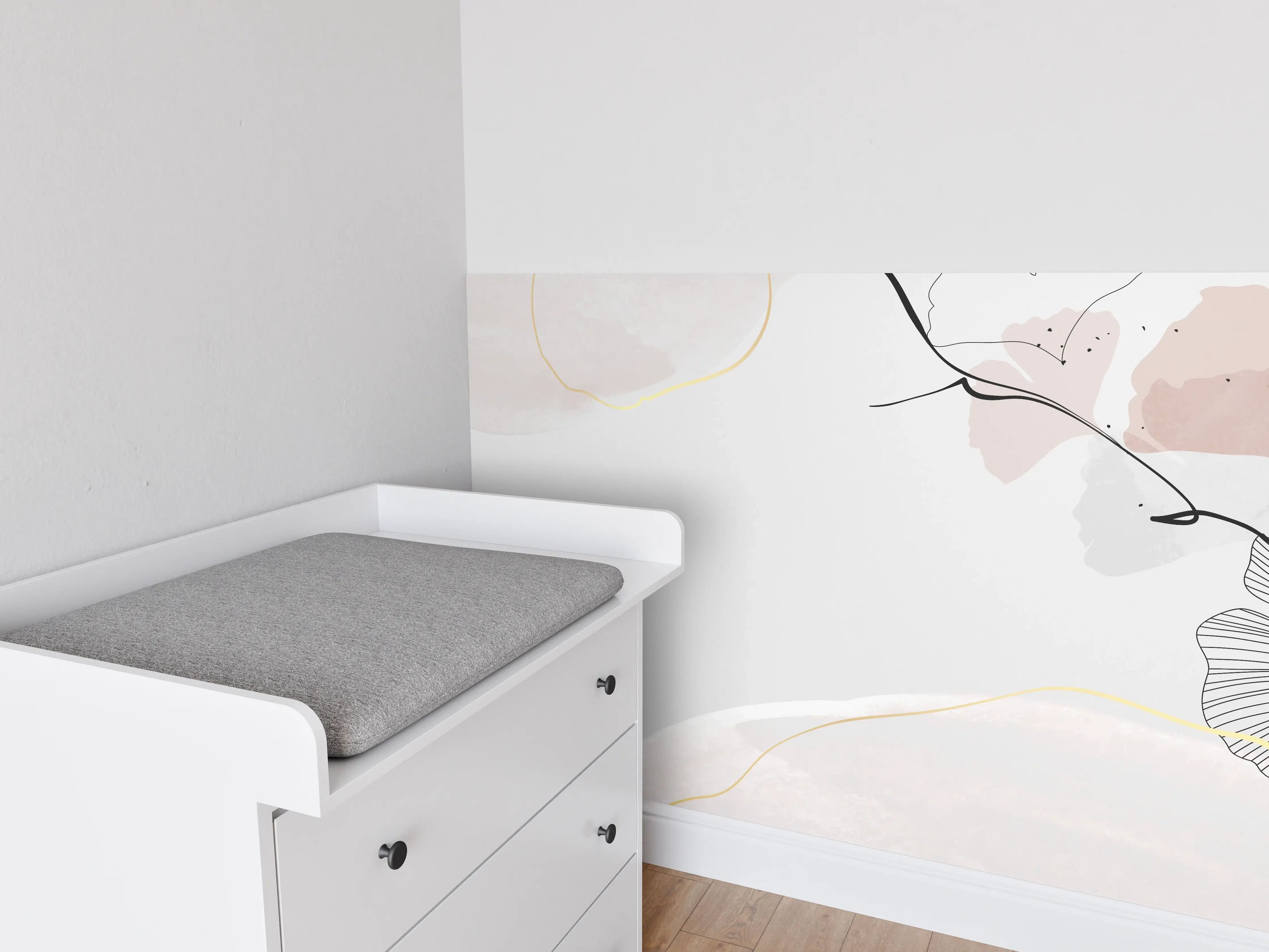 Babyzimmer Wandgestaltung - Abstraktes Ginkgo-Blatt Design