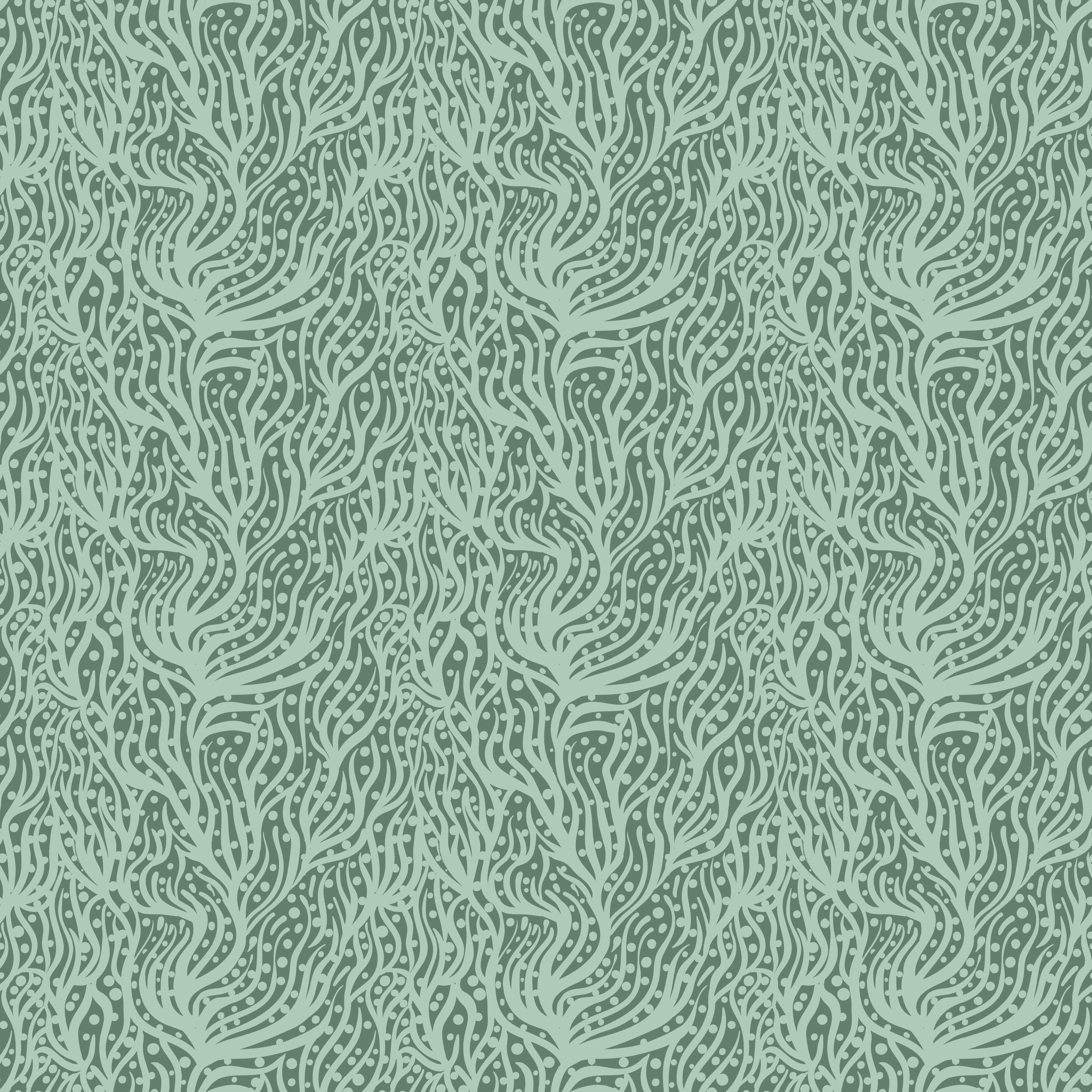 Babyzimmer Wandgestaltung-Abstraktes Korallenmuster Grün-Türkis