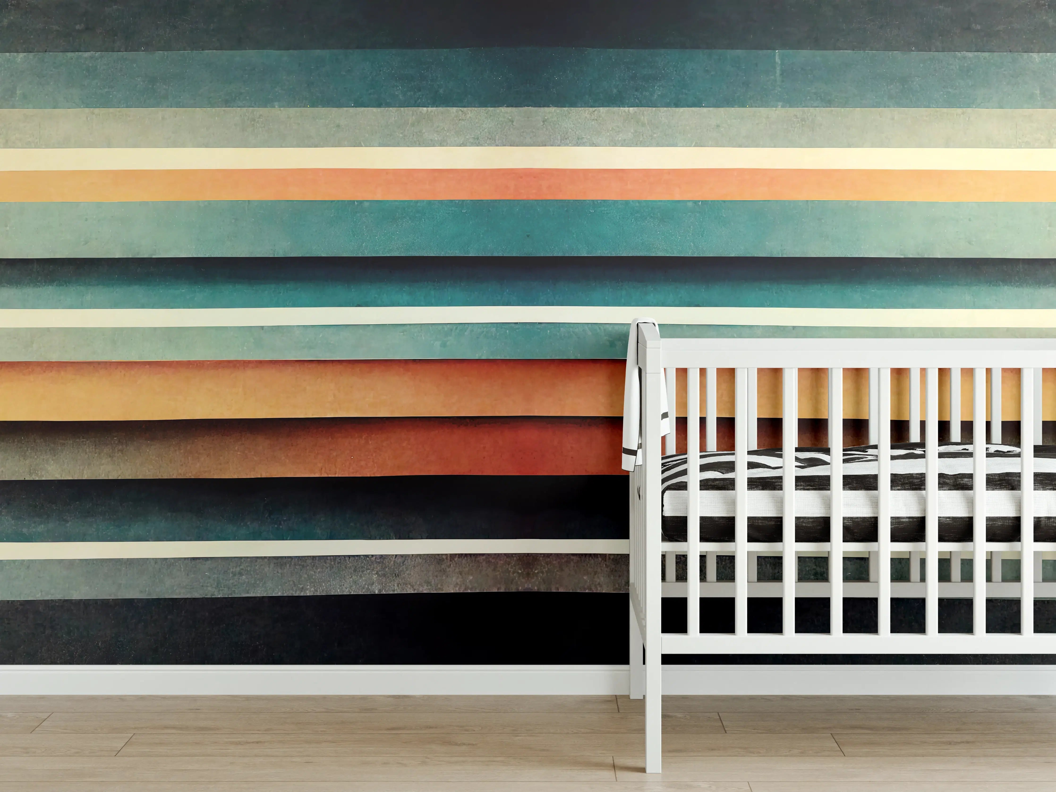Babyzimmer Wandgestaltung - Abstraktes Linien Panorama