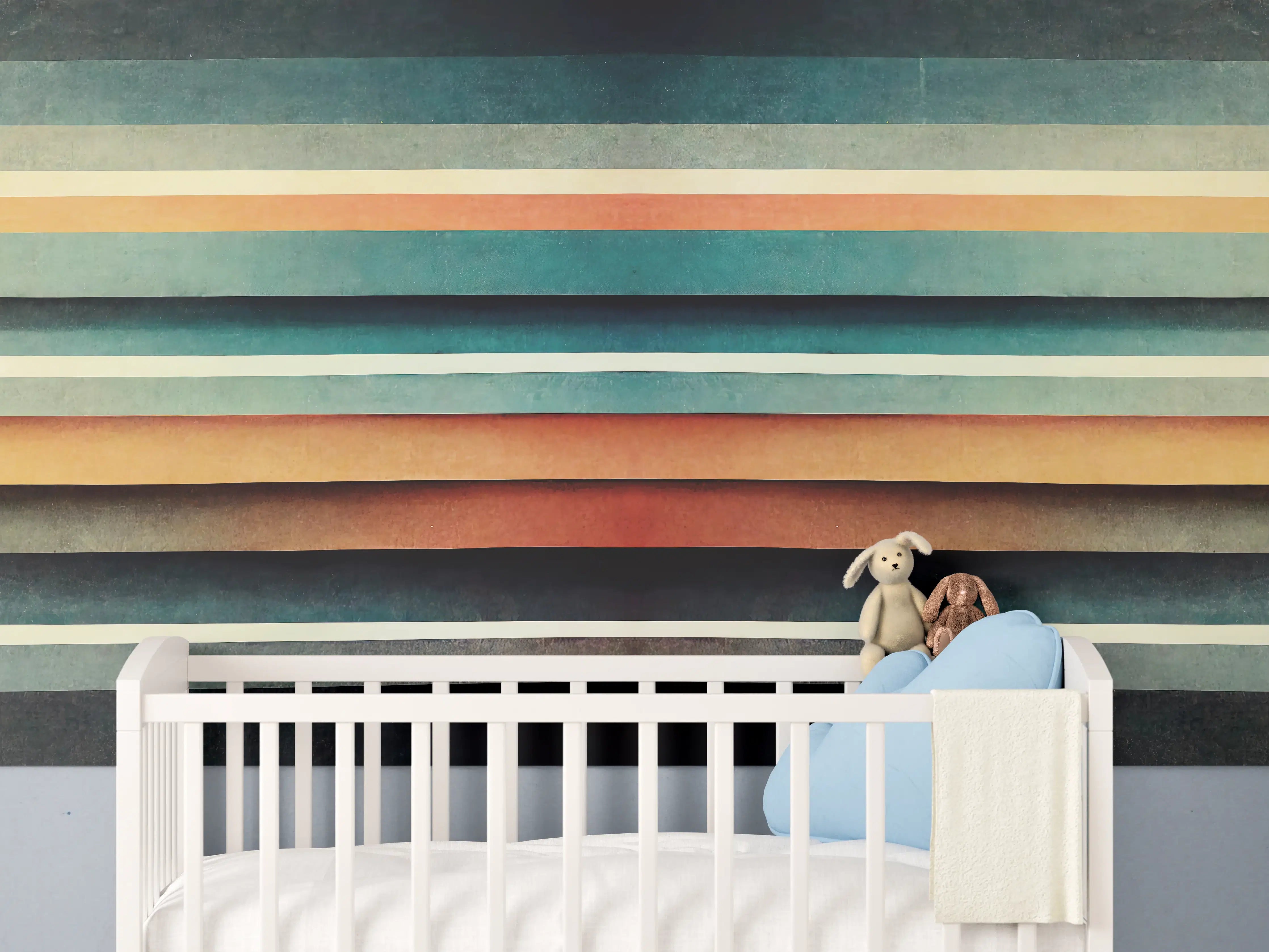 Babyzimmer Wandgestaltung - Abstraktes Linien Panorama