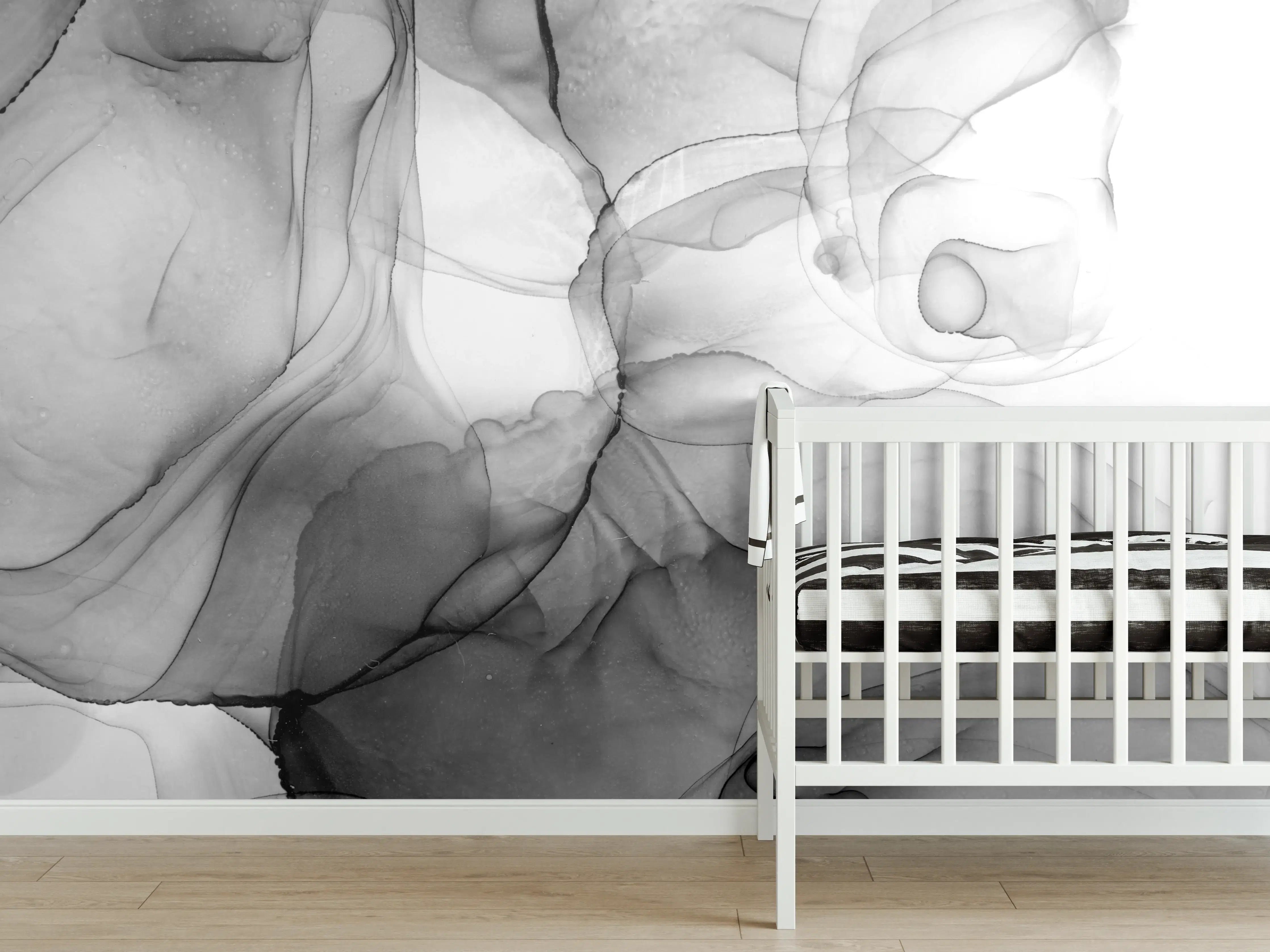 Babyzimmer Wandgestaltung - Abstraktes Marmor Tinten Design