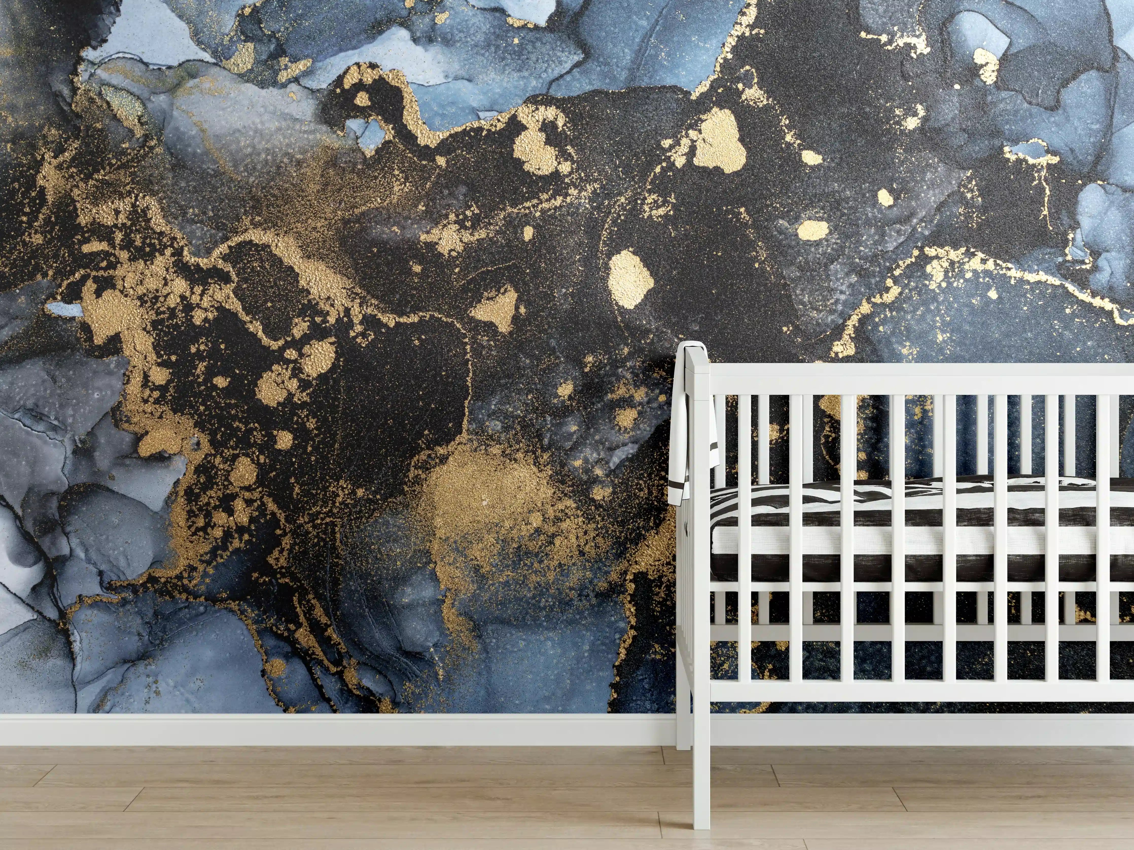 Babyzimmer Wandgestaltung - Abstraktes Marmor Wanddesign - Flüssigmalerei