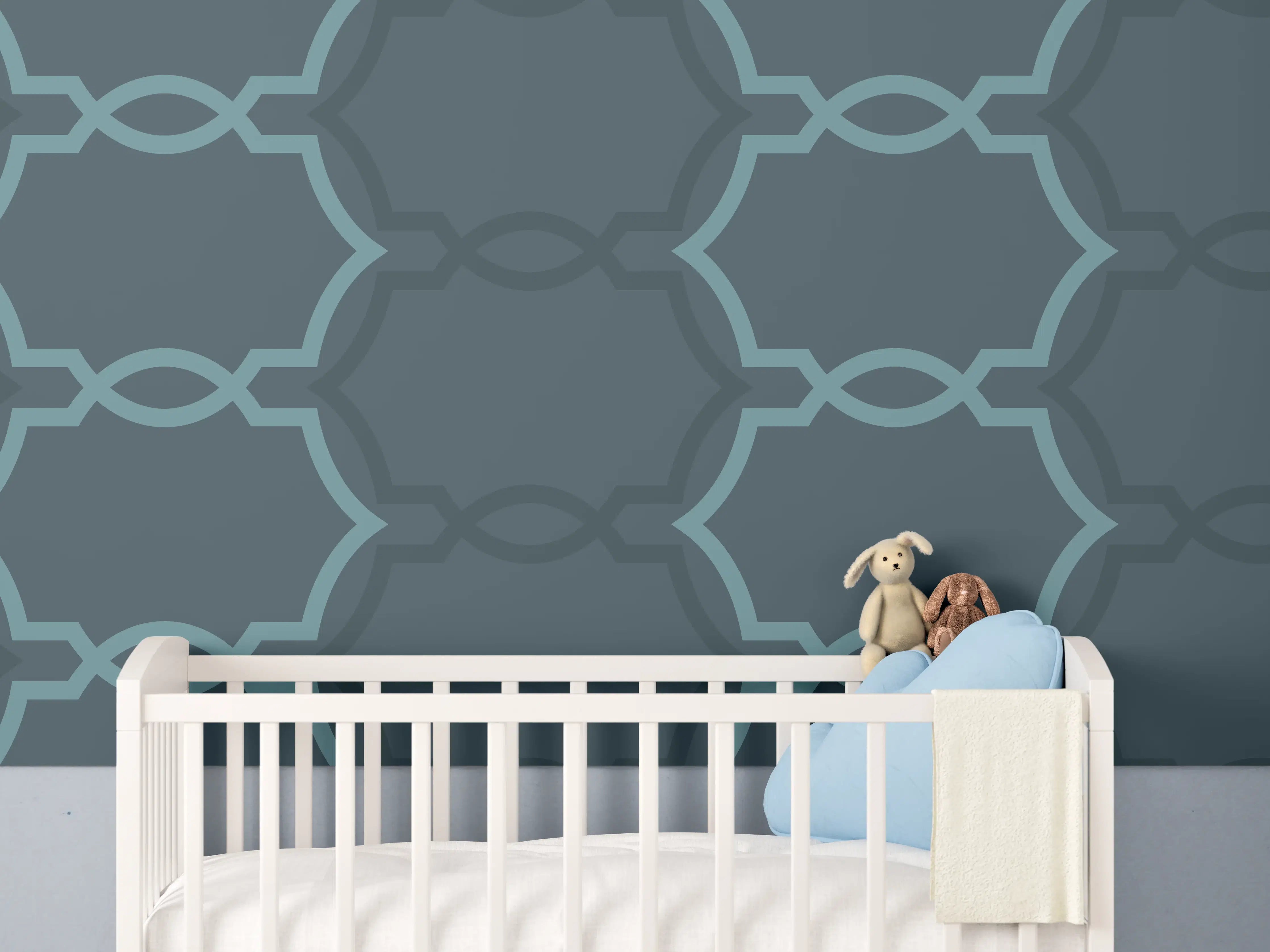 Babyzimmer Wandgestaltung - Abstraktes Muster Dunkelblau