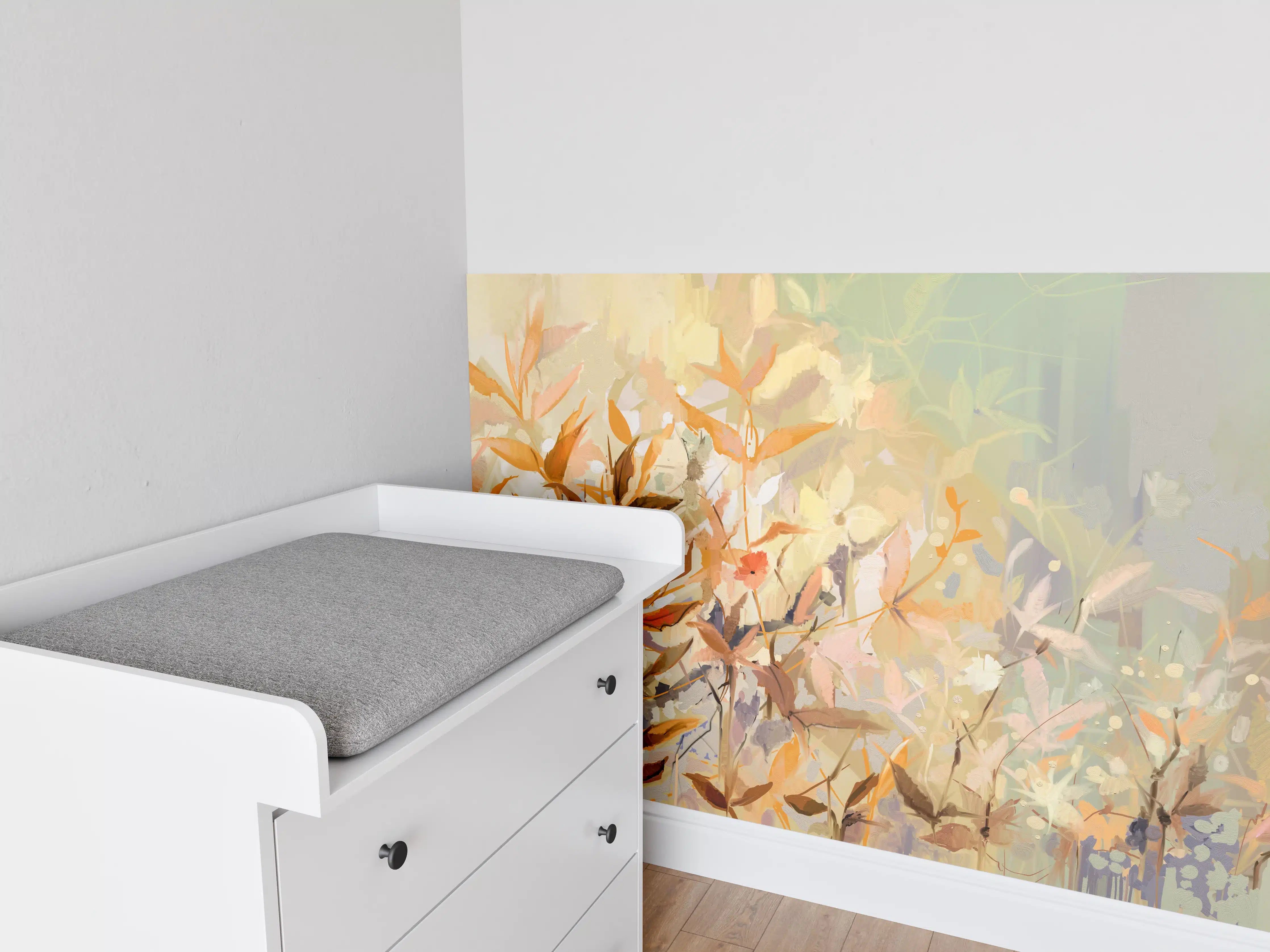 Babyzimmer Wandgestaltung - Abstraktes Ölgemälde von bunten Blumen