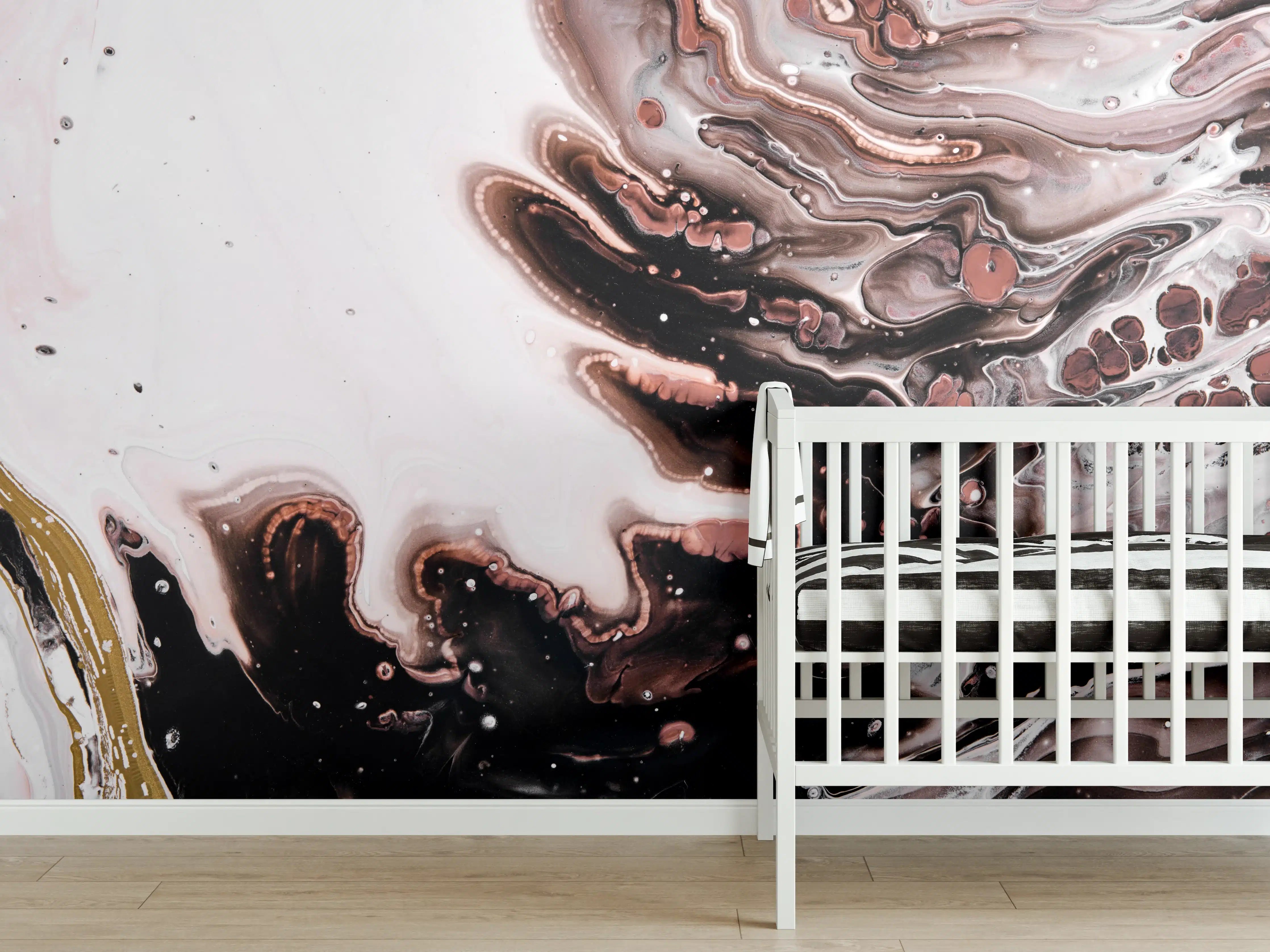 Babyzimmer Wandgestaltung - Acryl Flüssigkunst - Dunkle Farben