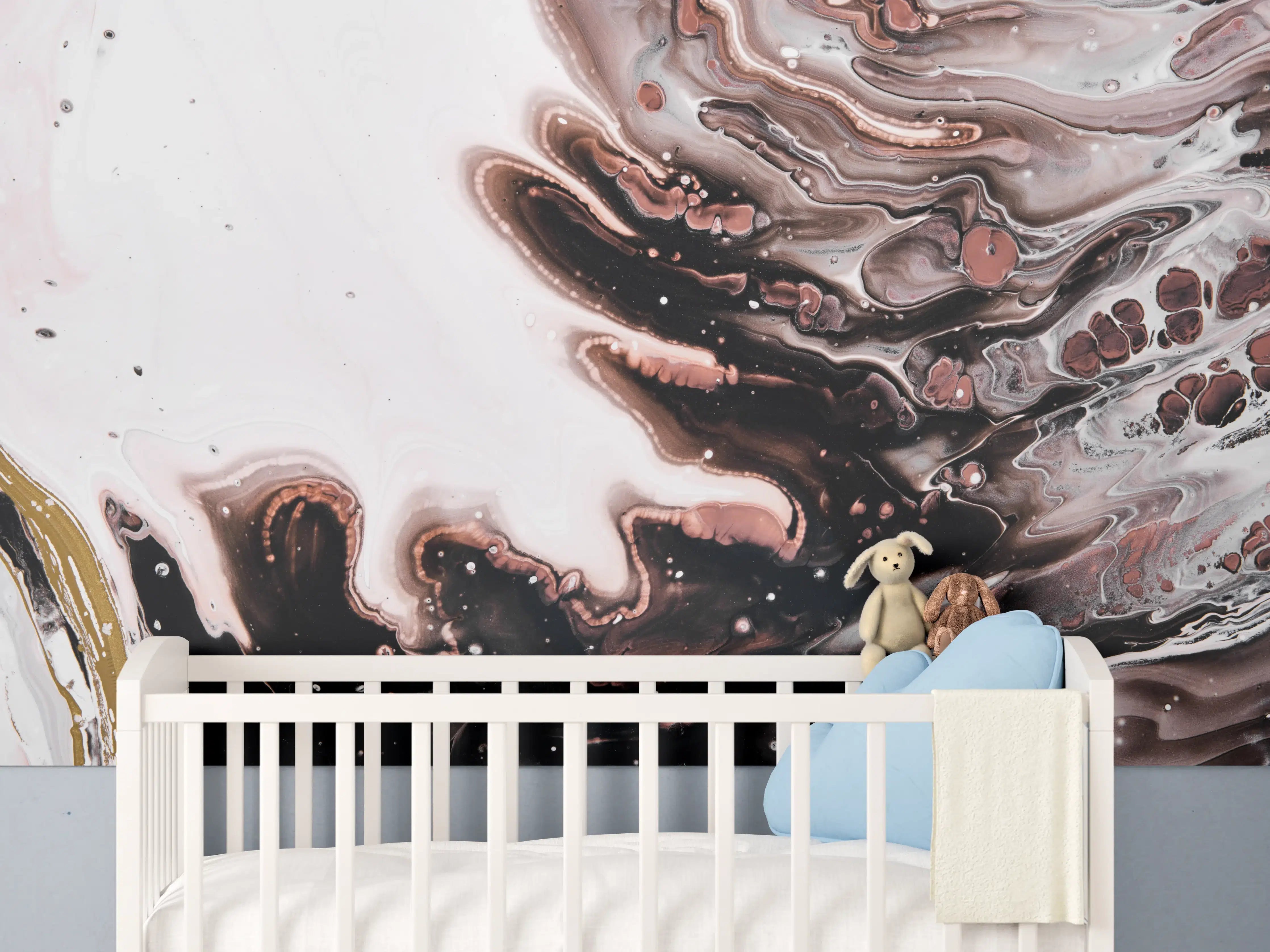 Babyzimmer Wandgestaltung - Acryl Flüssigkunst - Dunkle Farben