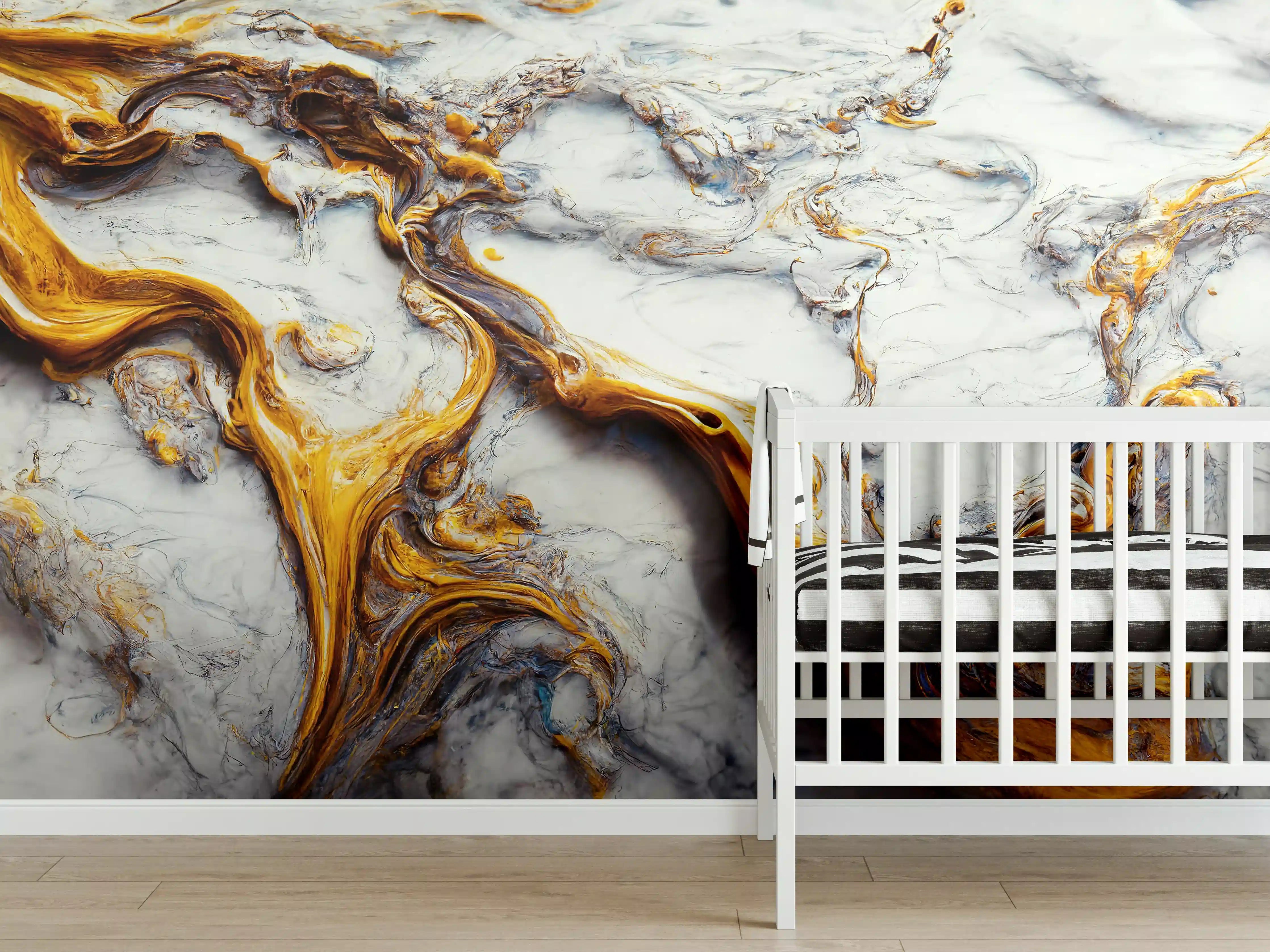 Babyzimmer Wandgestaltung - Acrylfarben Flüssigkunst - Marmor