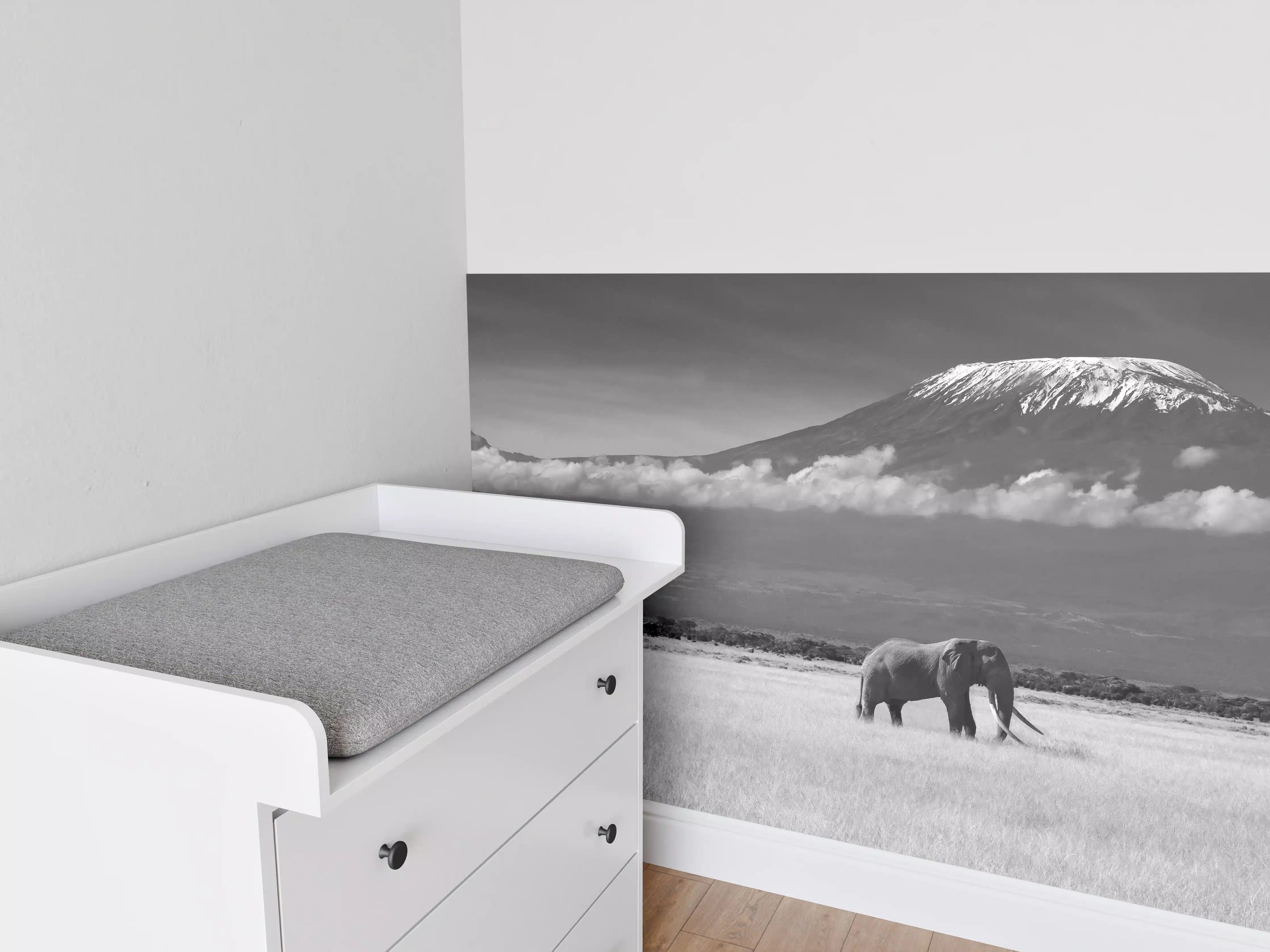 Babyzimmer Wandgestaltung - Afrikanische Landschaft - Schwarz-weiß