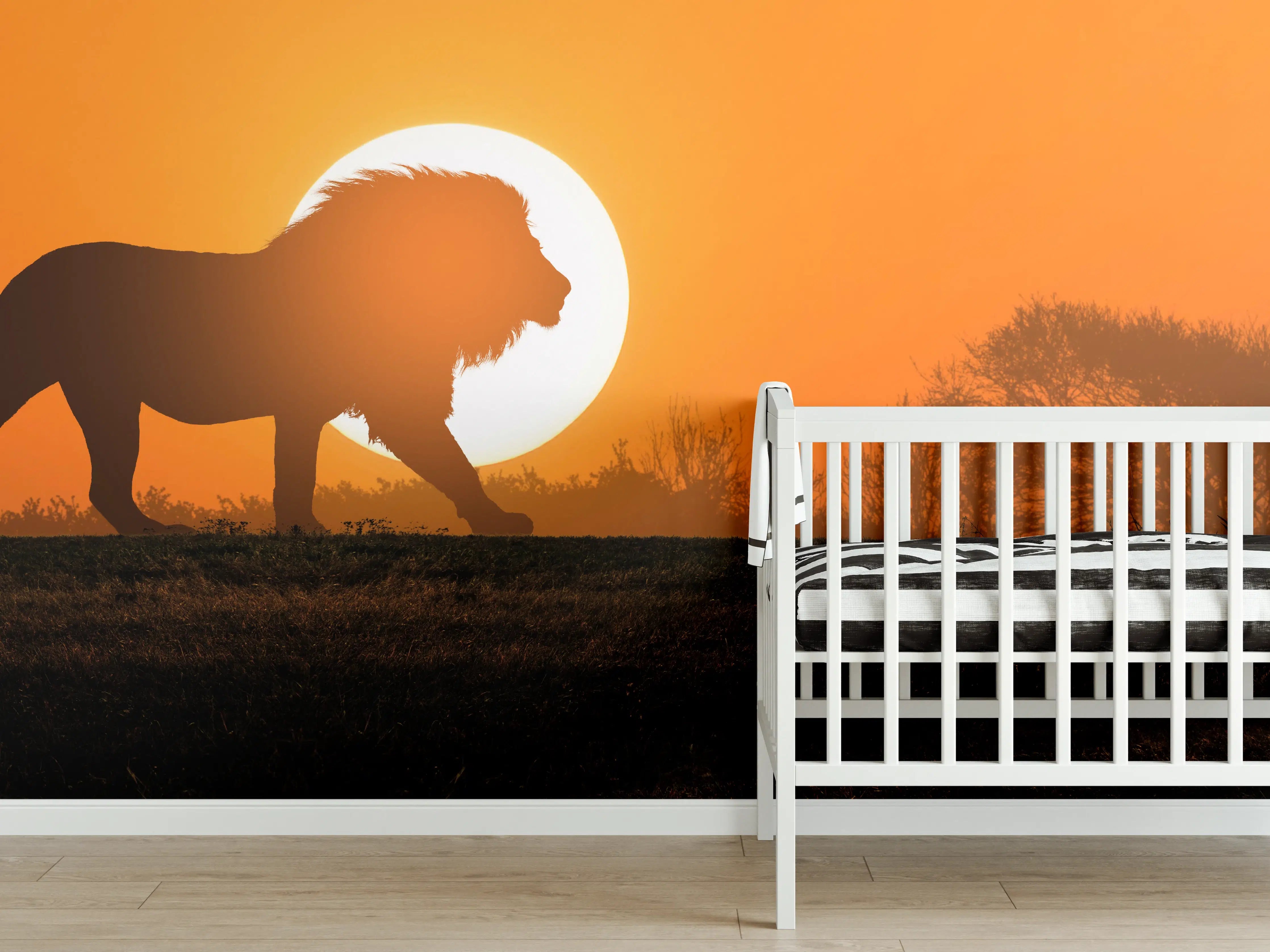 Babyzimmer Wandgestaltung - Afrikanische Landschaft bei Sonnenuntergang
