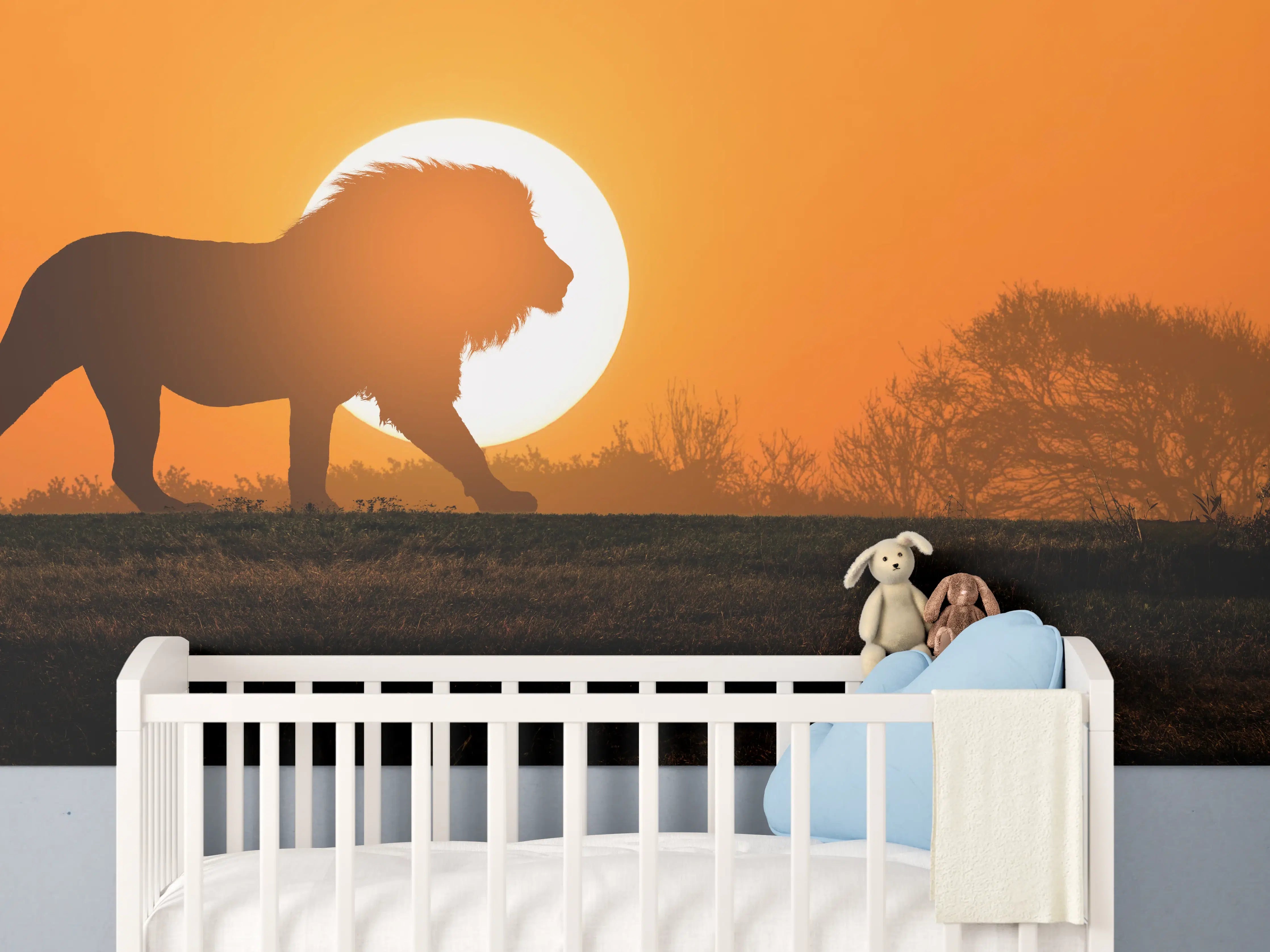 Babyzimmer Wandgestaltung - Afrikanische Landschaft bei Sonnenuntergang