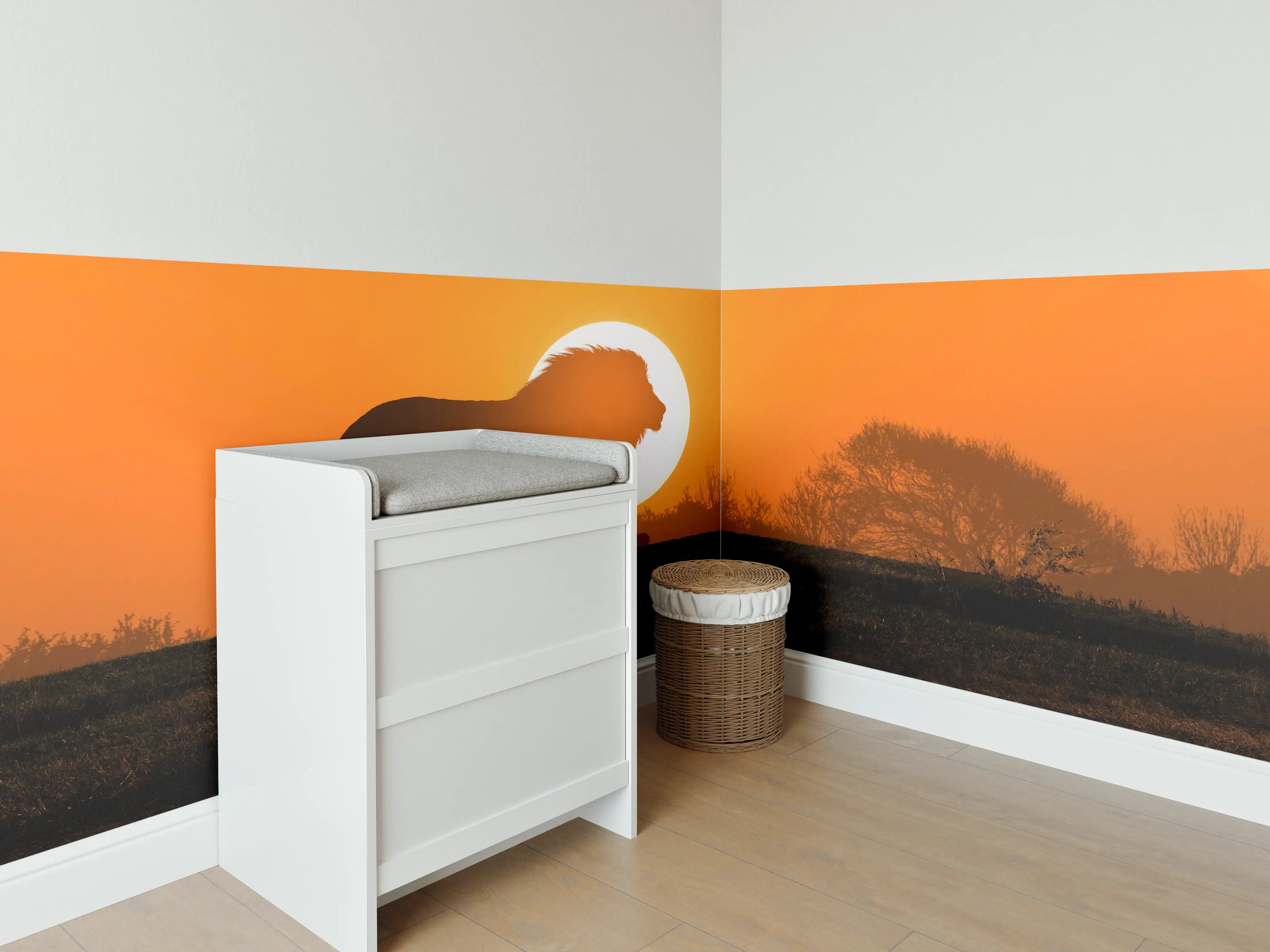 Babyzimmer Wandgestaltung - Afrikanische Landschaft bei Sonnenuntergang