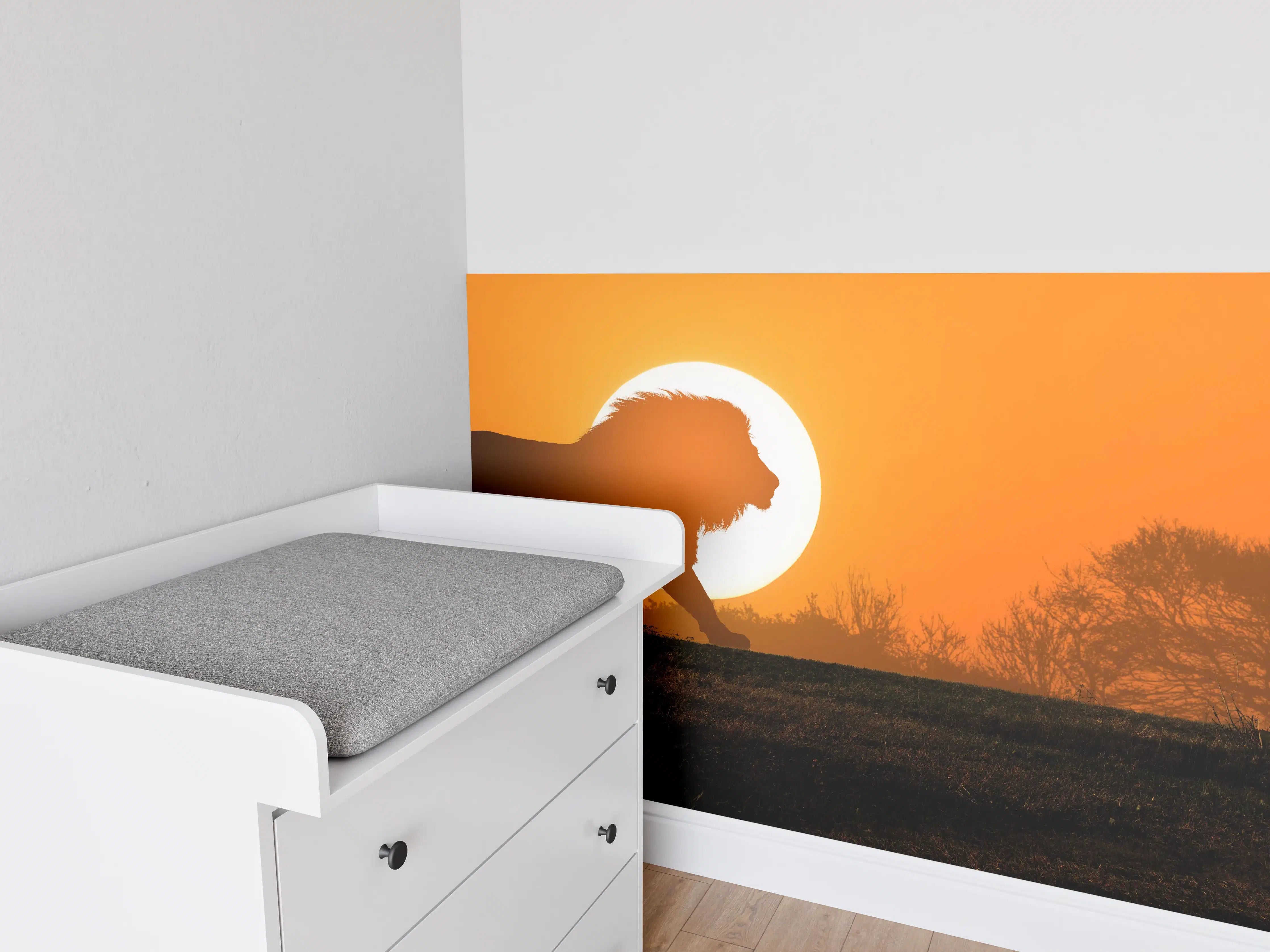 Babyzimmer Wandgestaltung - Afrikanische Landschaft bei Sonnenuntergang