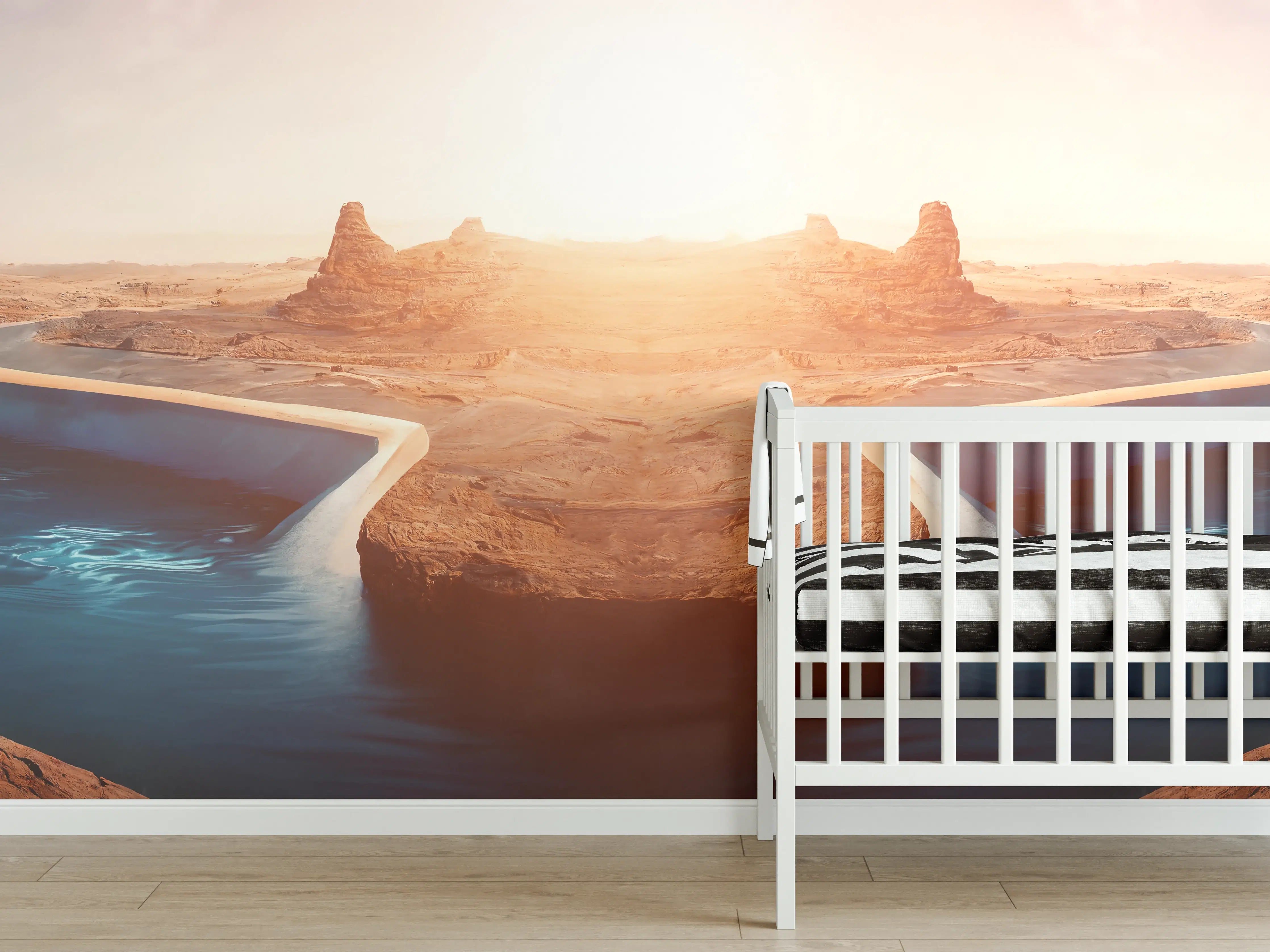 Babyzimmer Wandgestaltung - Afrikanische Wüste - Abendlich