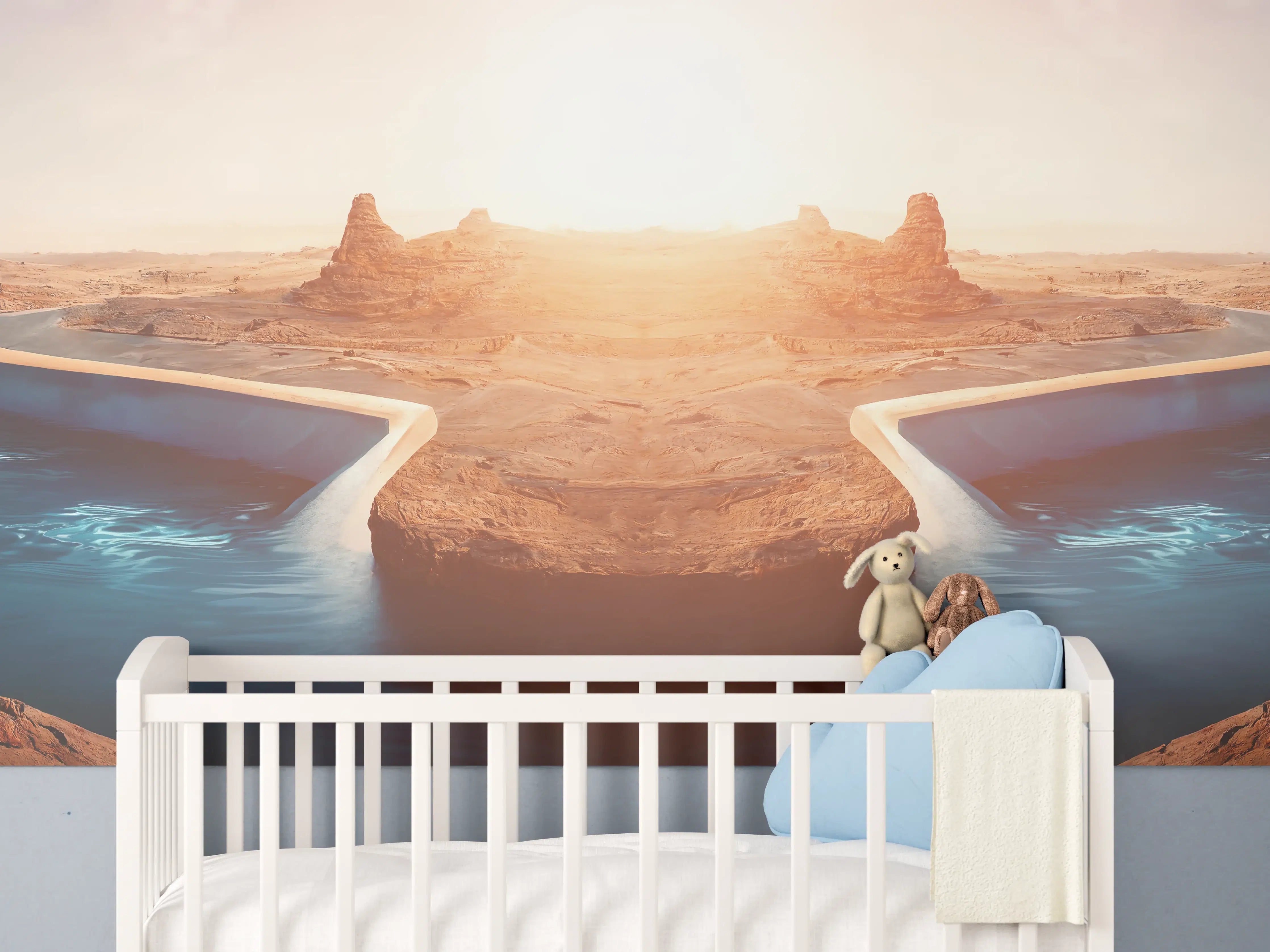 Babyzimmer Wandgestaltung - Afrikanische Wüste - Abendlich