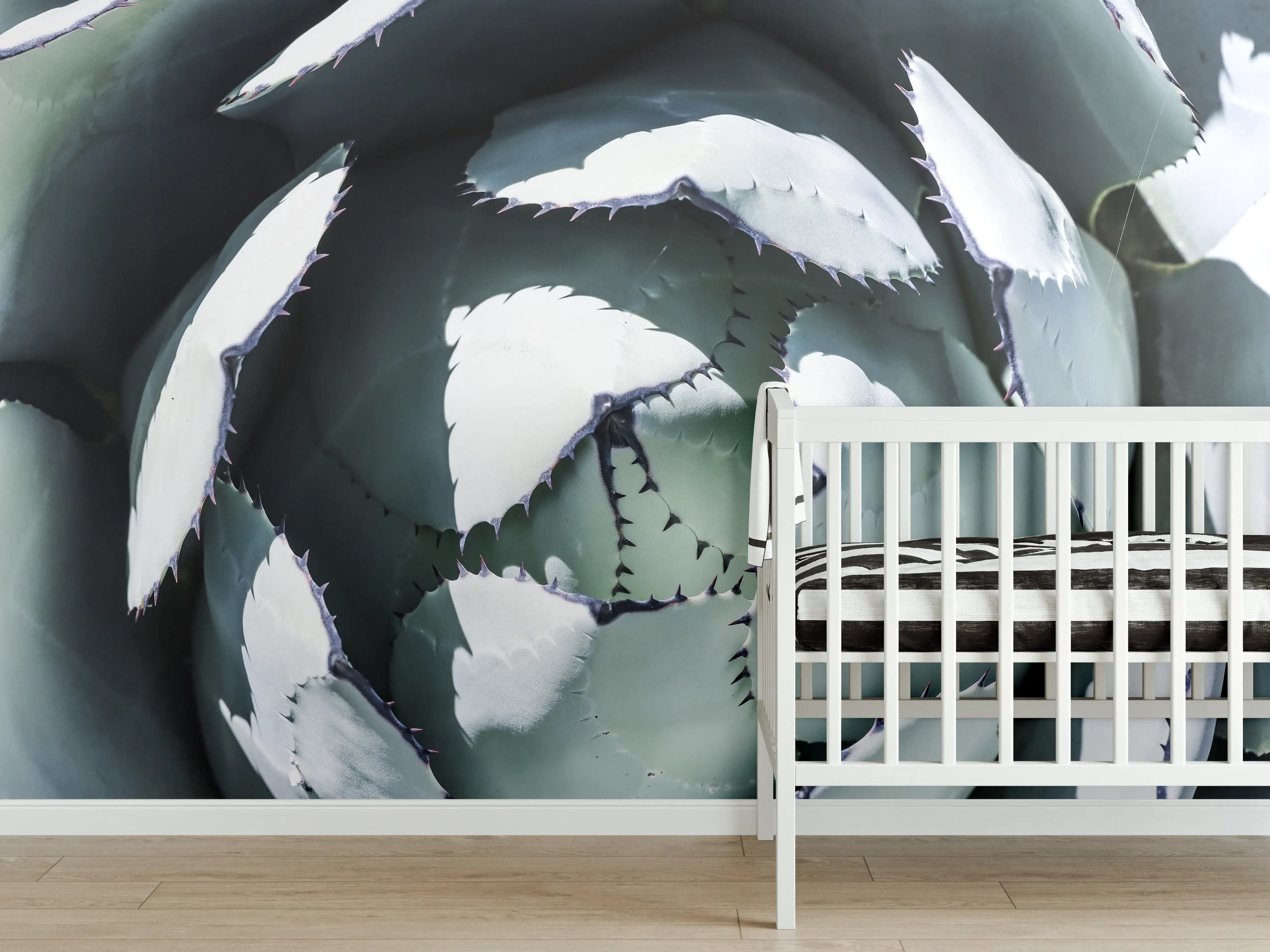 Babyzimmer Wandgestaltung - Agave-Blatt Muster