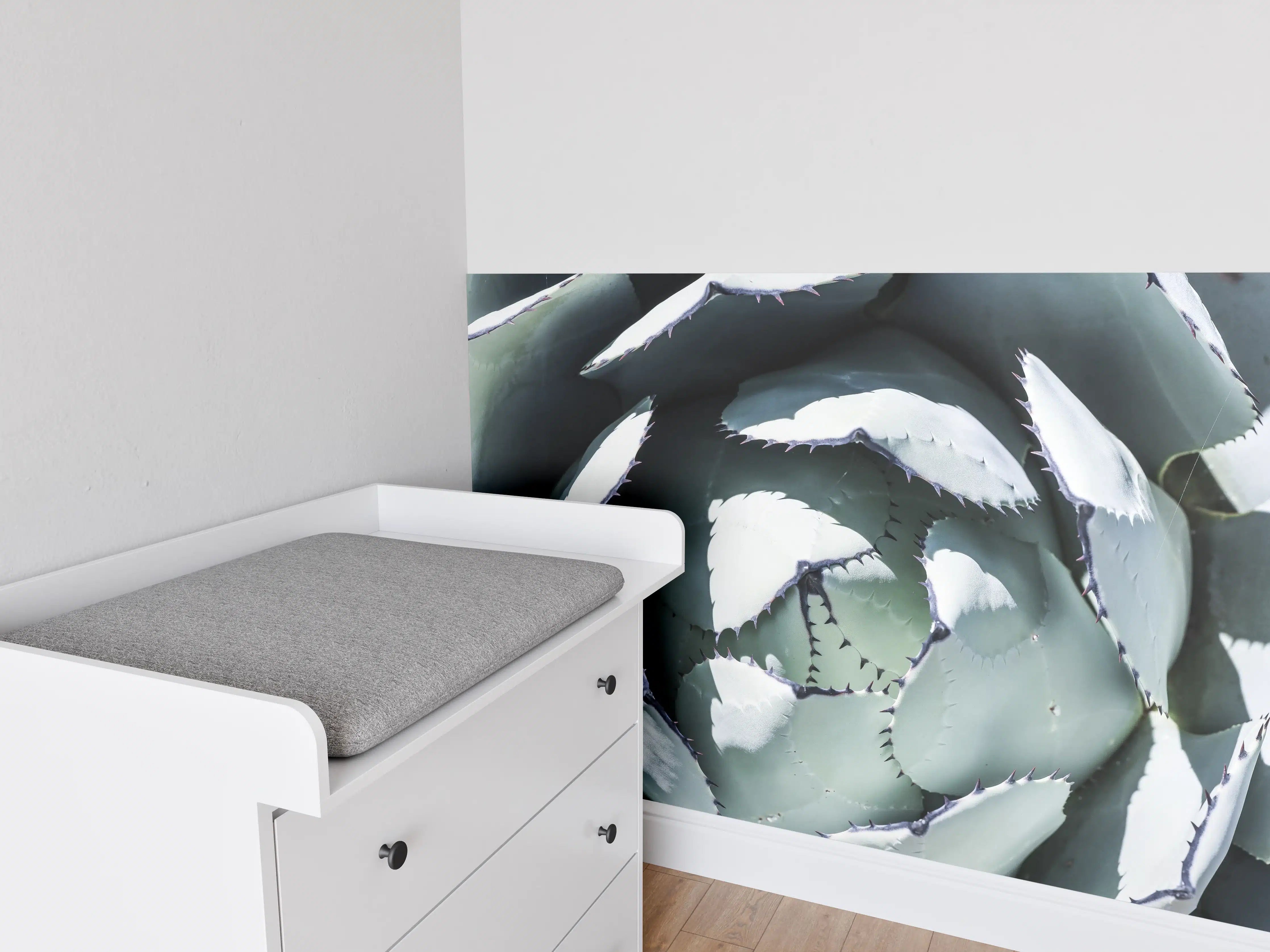 Babyzimmer Wandgestaltung - Agave-Blatt Muster