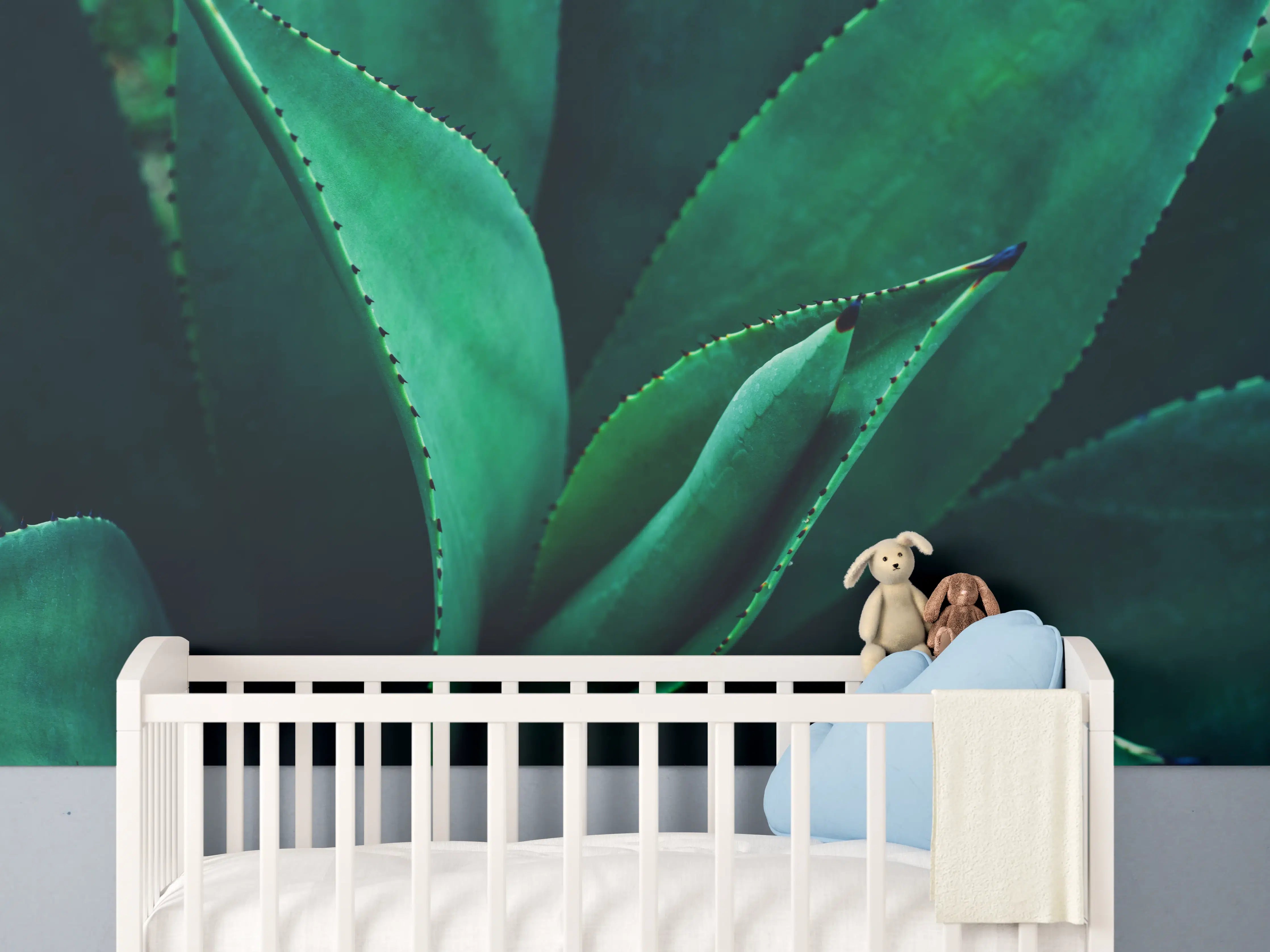 Babyzimmer Wandgestaltung - Agave Kaktus - Nahaufnahme