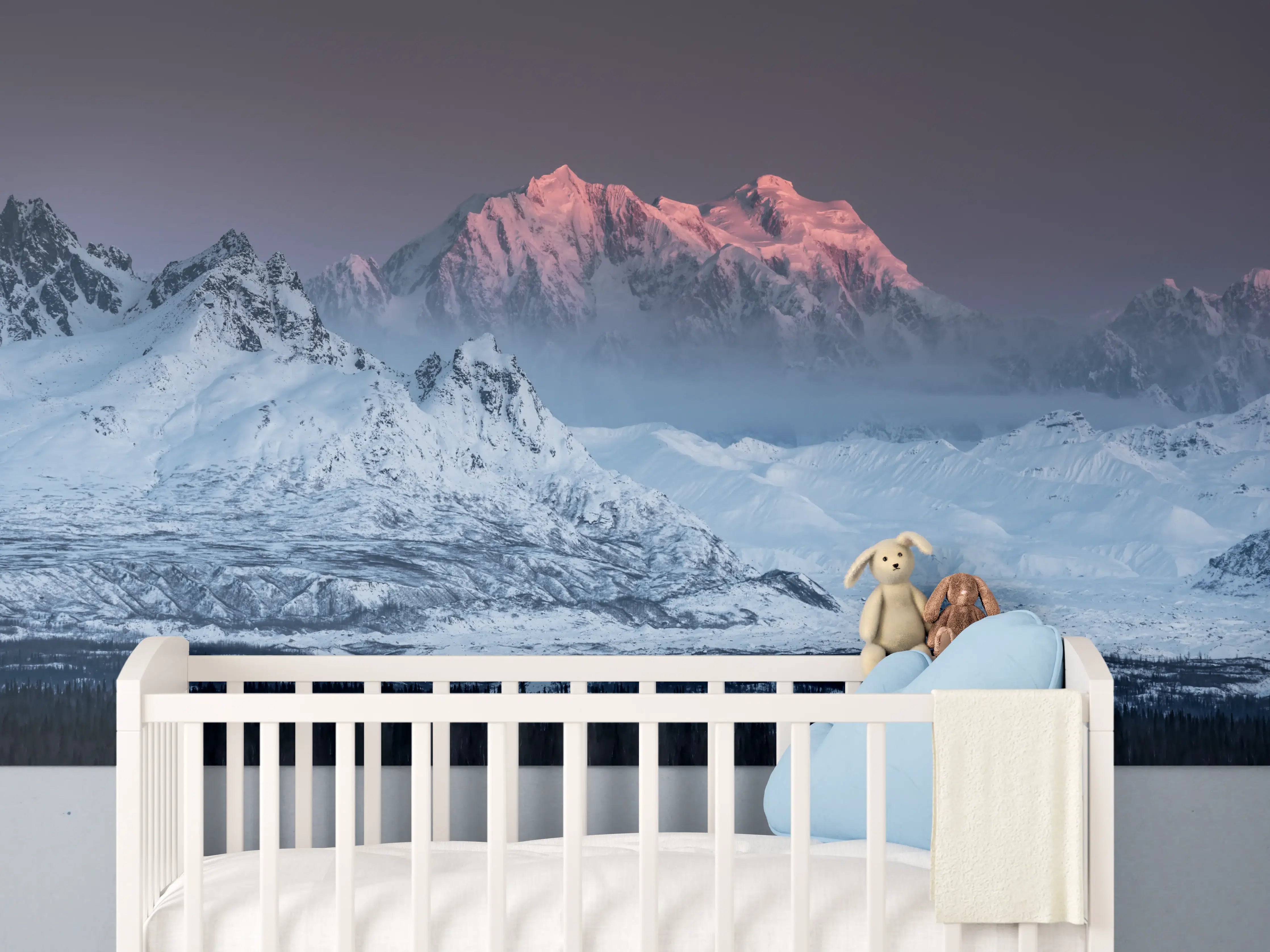 Babyzimmer Wandgestaltung - Alaska Winterberge Panorama