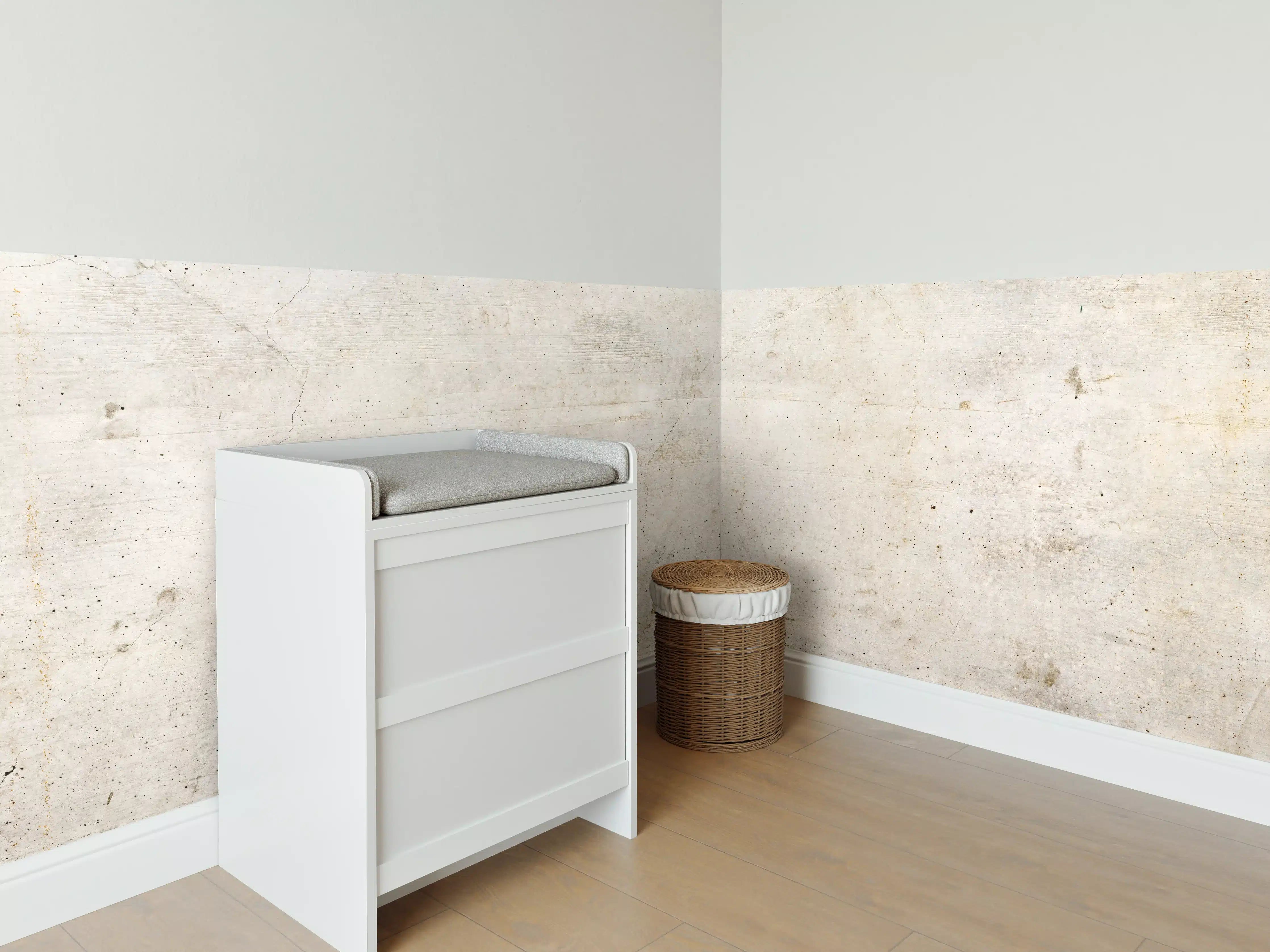 Babyzimmer Wandgestaltung - Alte Betonwandtextur mit Holzmaserung