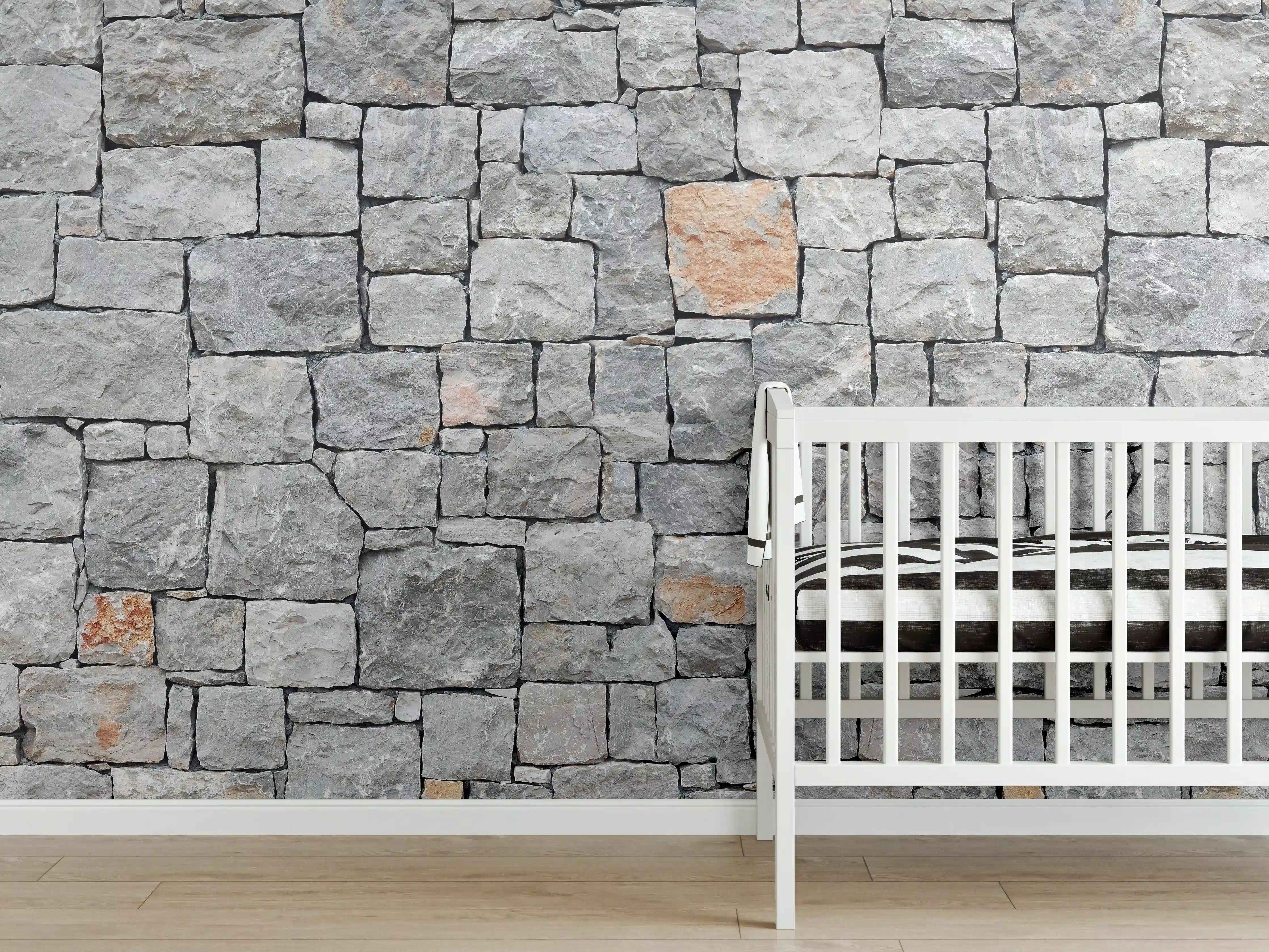Babyzimmer Wandgestaltung - Alte Graue Steinwand