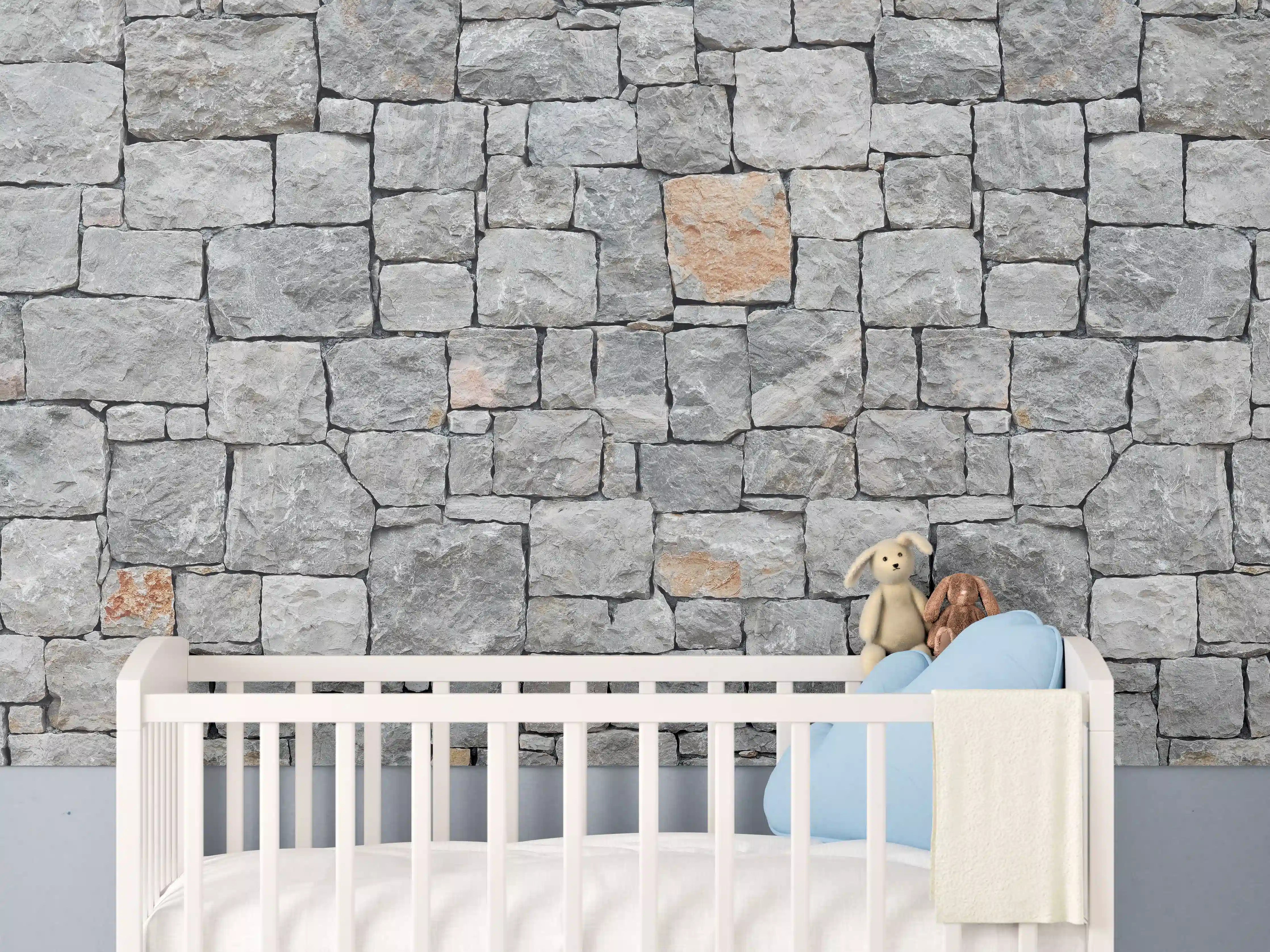 Babyzimmer Wandgestaltung - Alte Graue Steinwand