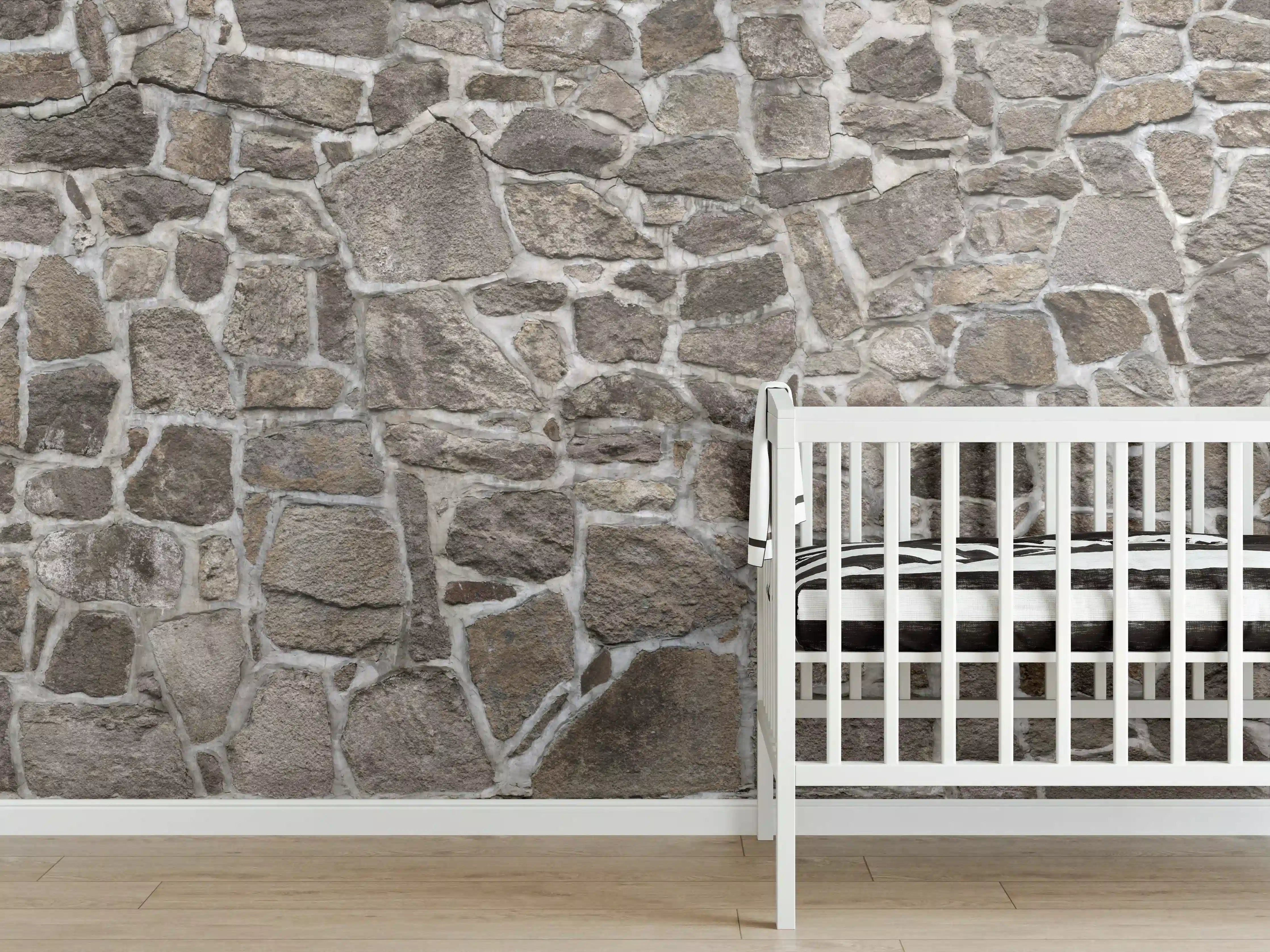 Babyzimmer Wandgestaltung - Alte Steinmauer