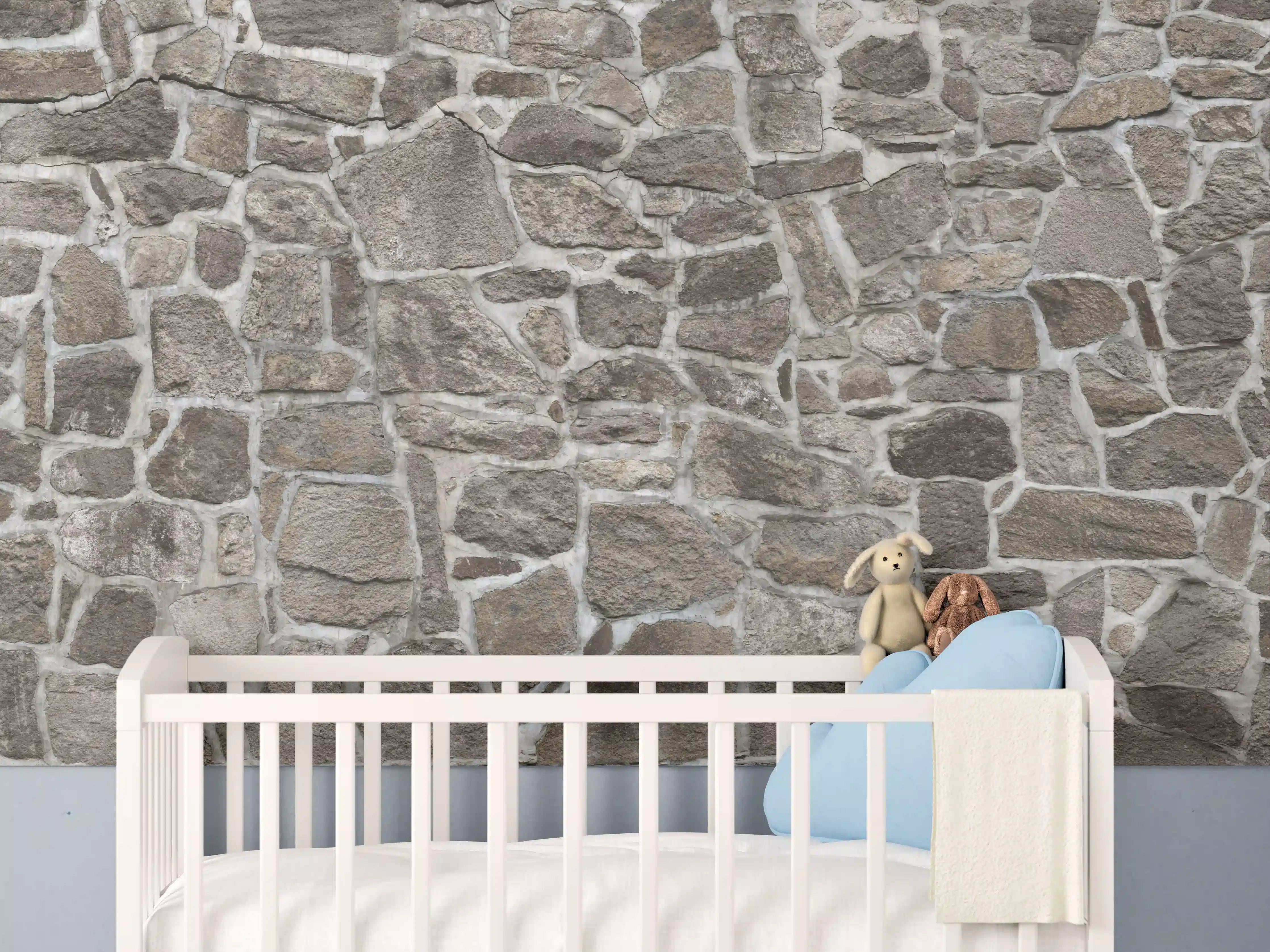 Babyzimmer Wandgestaltung - Alte Steinmauer