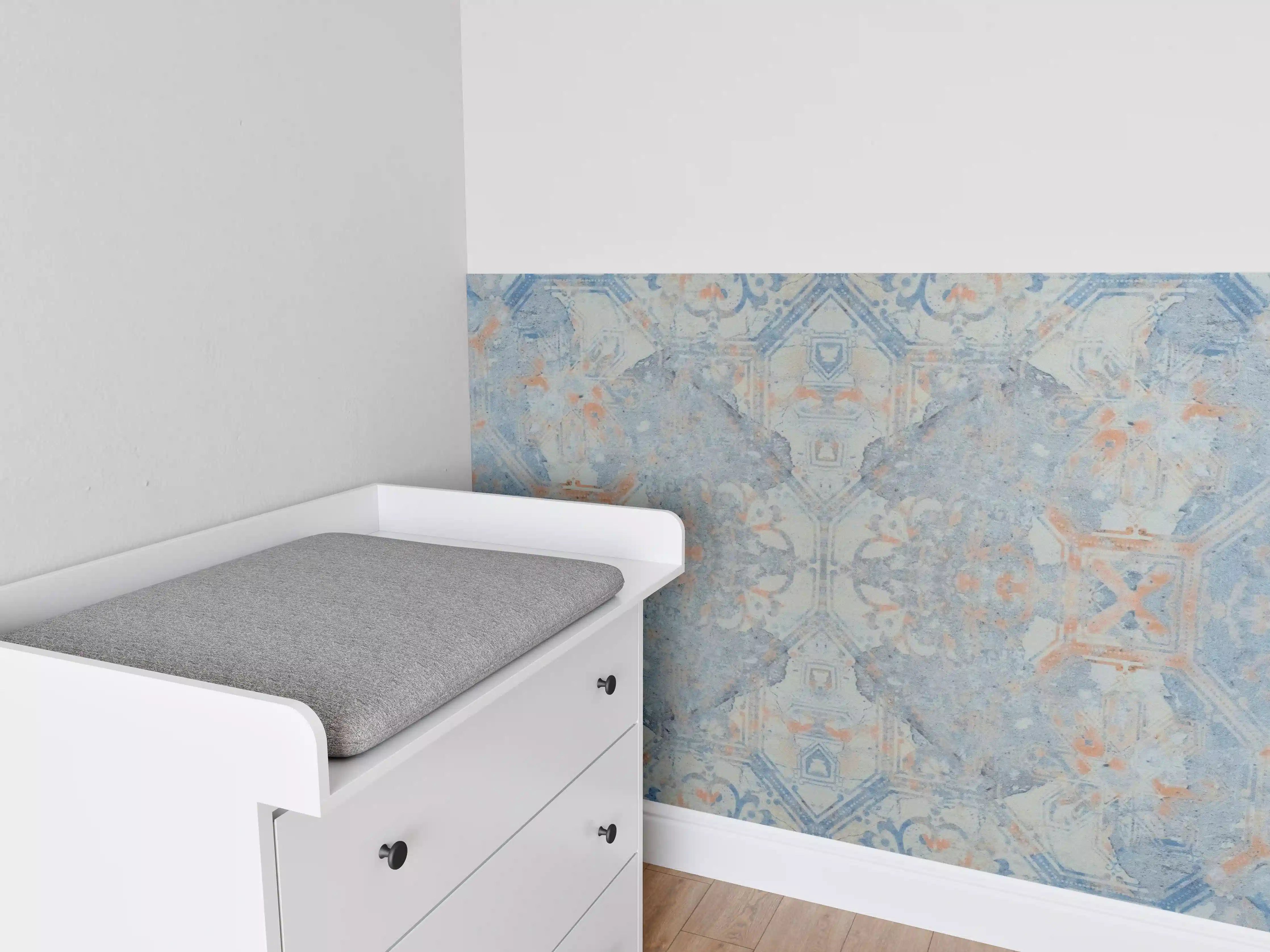 Babyzimmer Wandgestaltung - Alte blaue Vintage Fliesen
