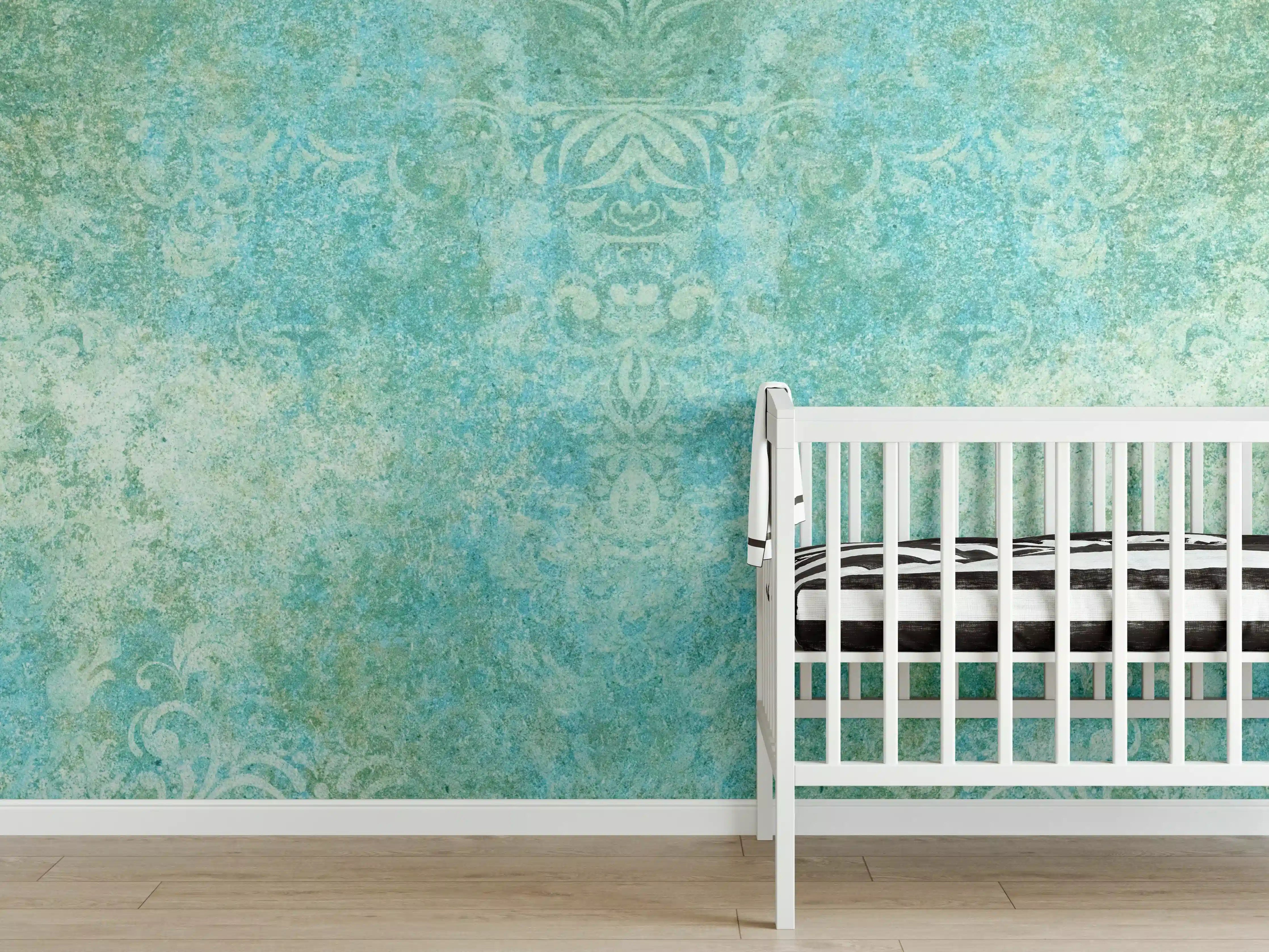 Babyzimmer Wandgestaltung - Alte blaugrüne Vintage-Fliesen