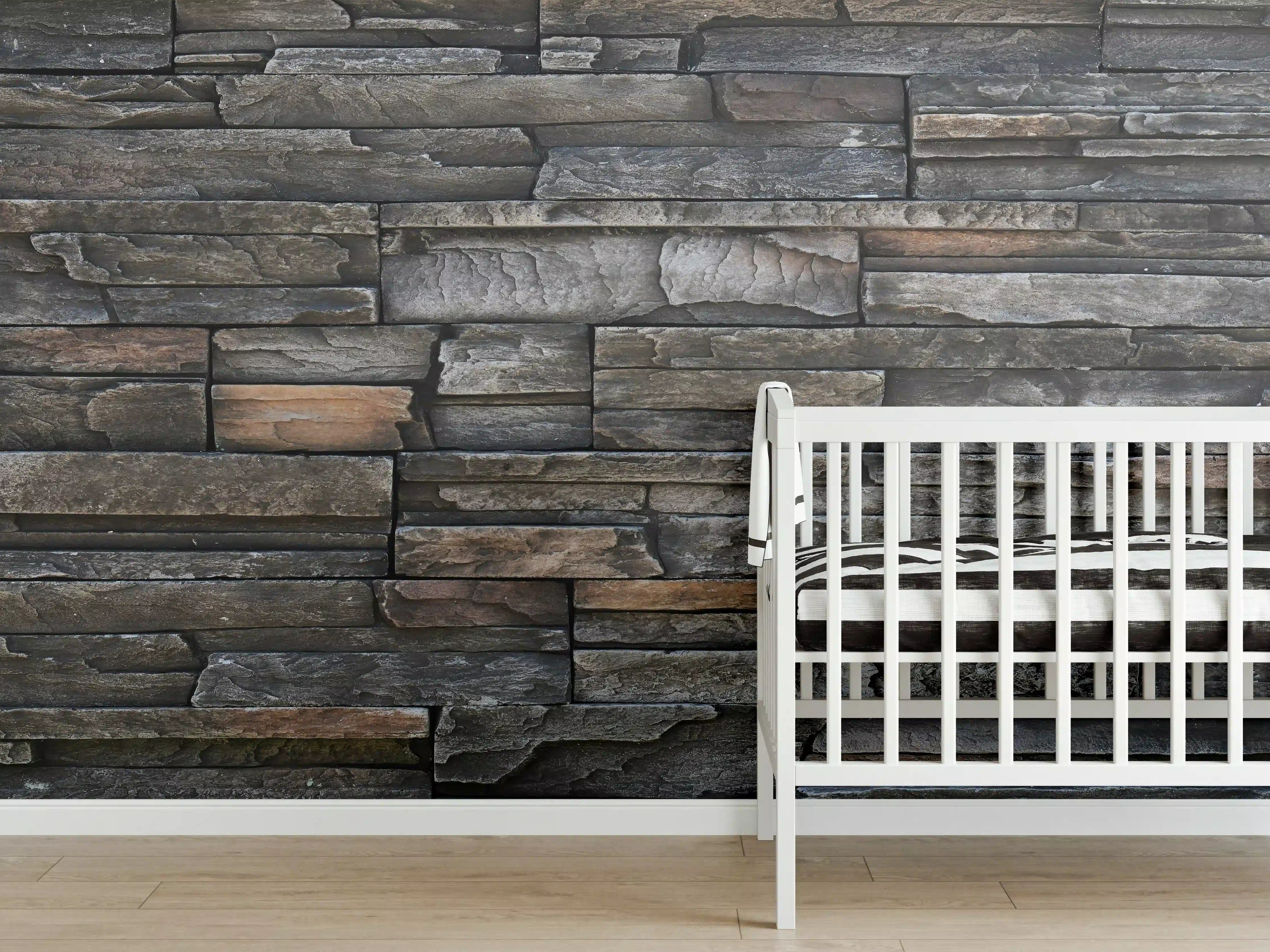 Babyzimmer Wandgestaltung - Alte dunkle Steinwand Textur