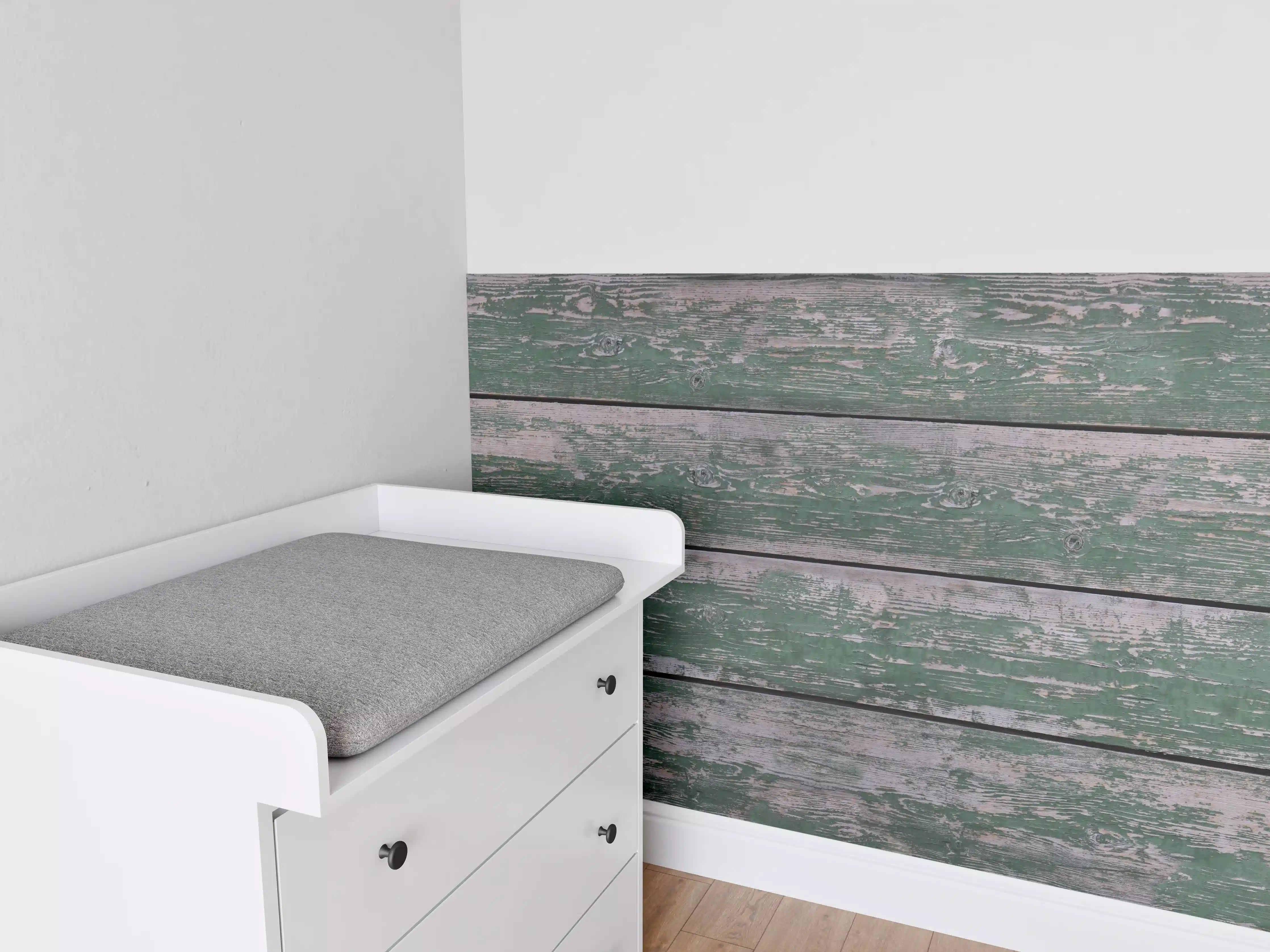 Babyzimmer Wandgestaltung - Alte grünliche Holztextur